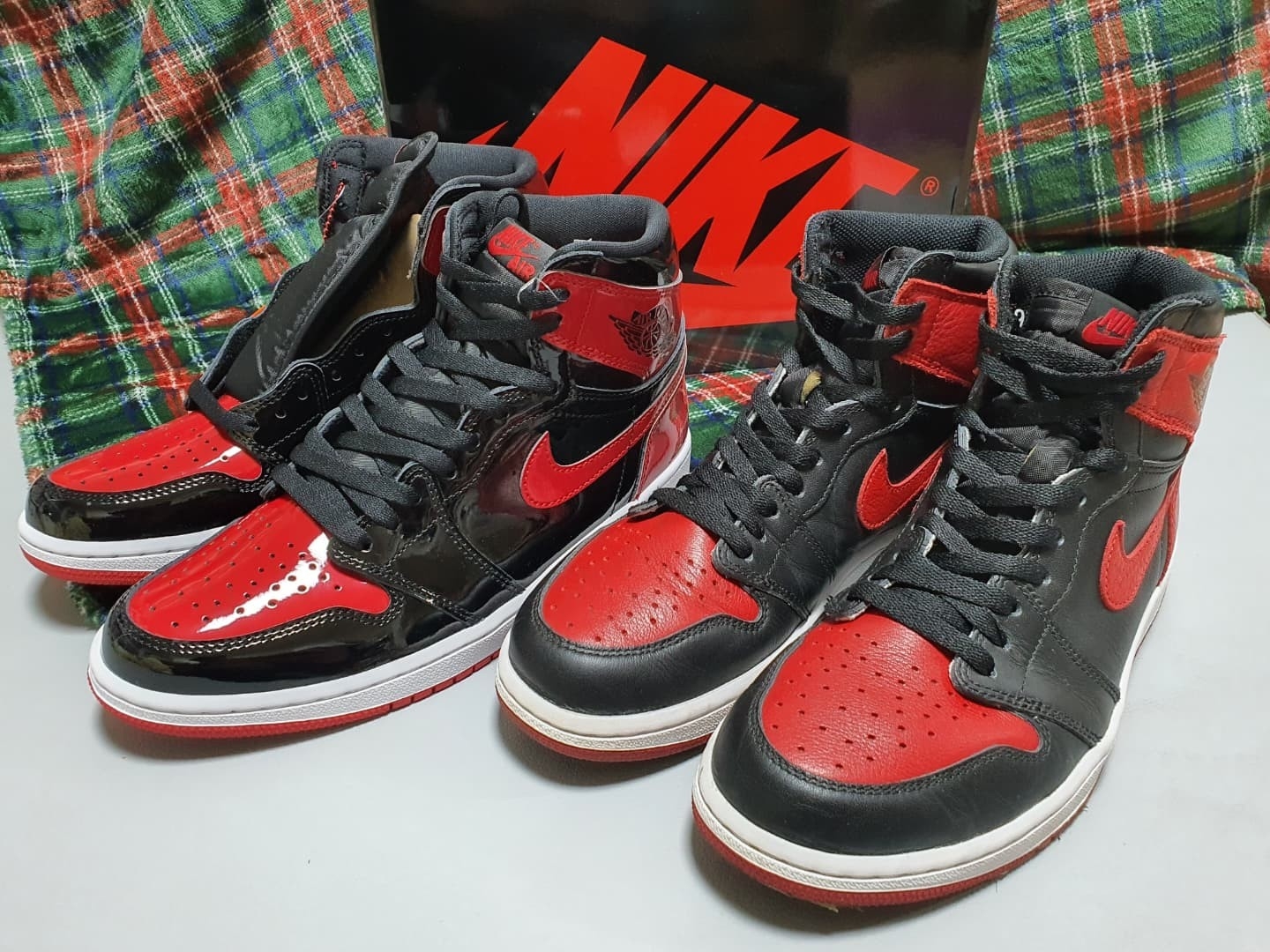 Jordan 1 Retro High OG Patent Bred, Jordan 1 Retro High OG Bred Banned 2016 착용 스타일 - 1