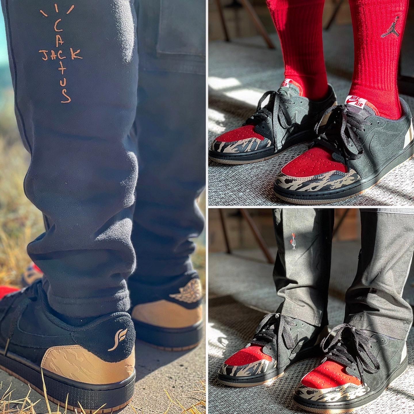 Jordan 1 x SoleFly Retro Low OG SP Black and Sport Red 착용 스타일