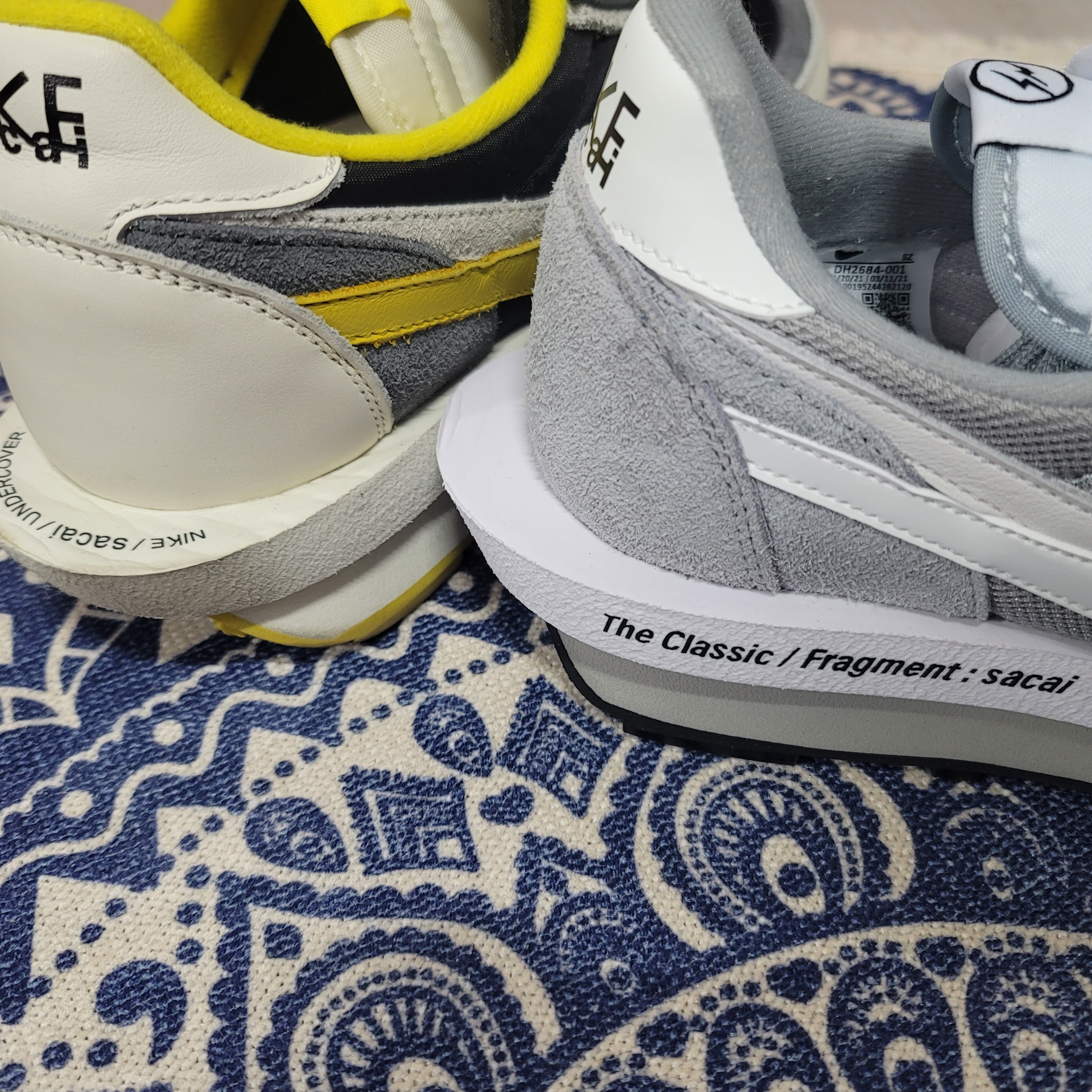 Nike x Sacai x Fragment LDWaffle Light Smoke Grey, Nike x Sacai x Undercover LDWaffle Black Bright Citron 착용 스타일 - 5