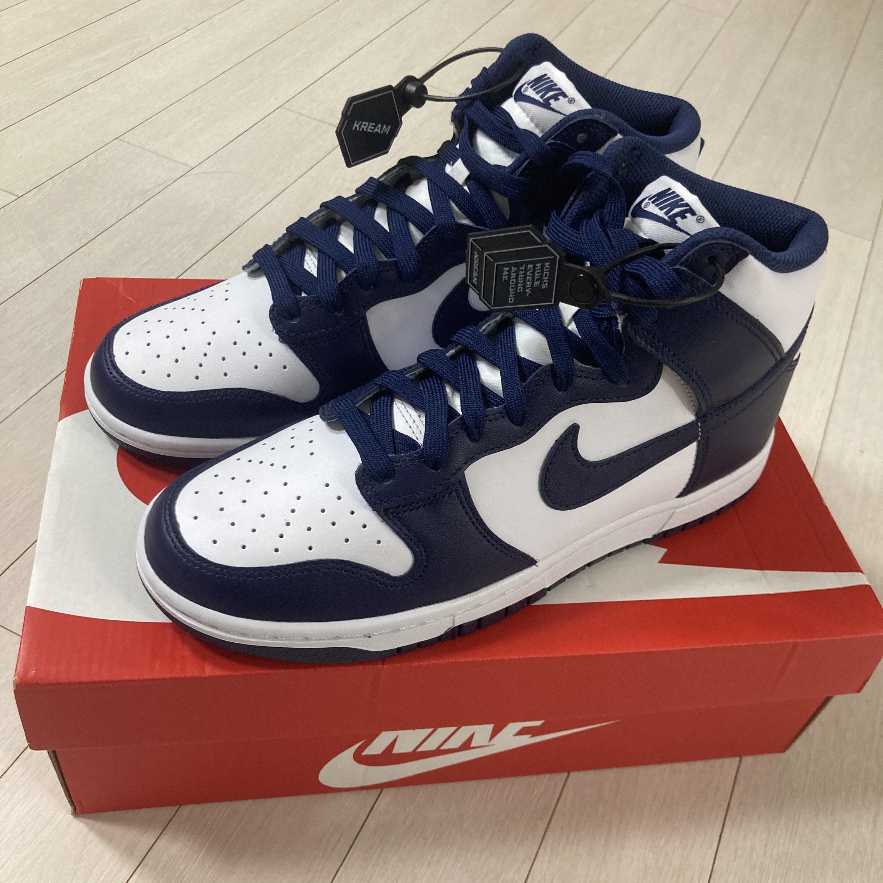 Nike Dunk High Retro Championship Navy 착용 스타일 - 1
