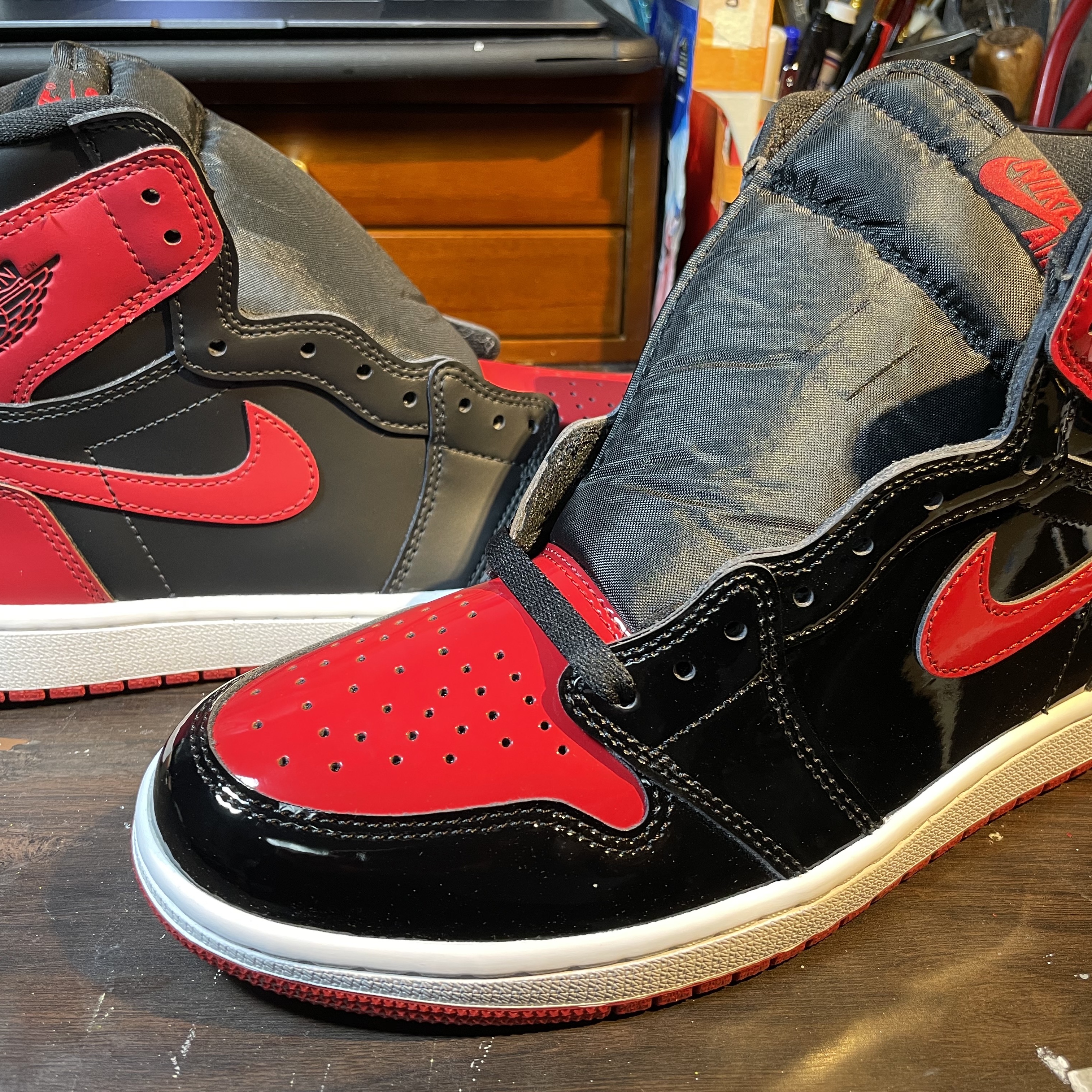 Jordan 1 Retro High OG Patent Bred, (GS) Jordan 1 Retro High OG Patent Bred 착용 스타일 - 5