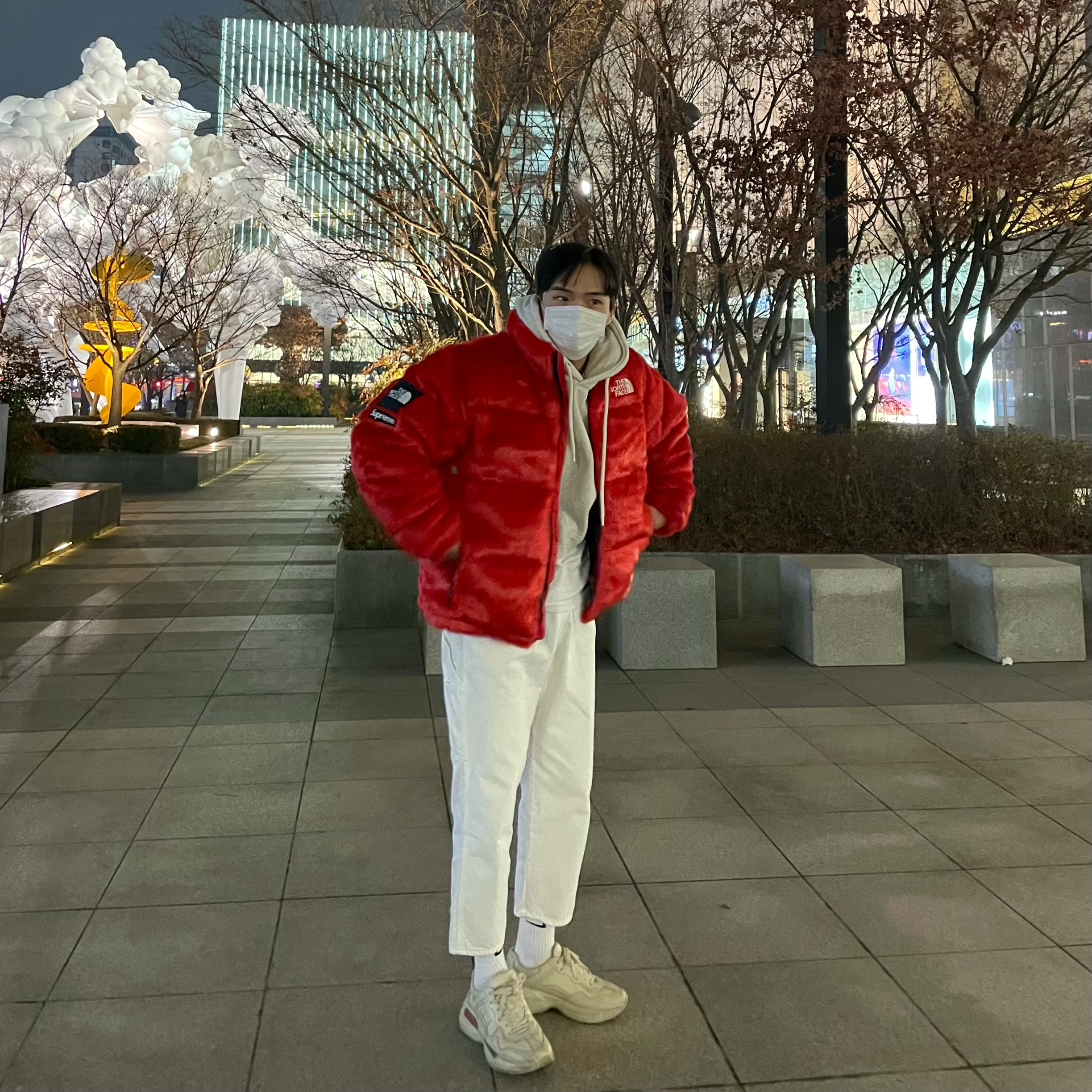 Supreme x The North Face Faux Fur Nuptse Jacket Red - 20FW, Gucci Rhyton Leather Sneakers Logo 착용 스타일