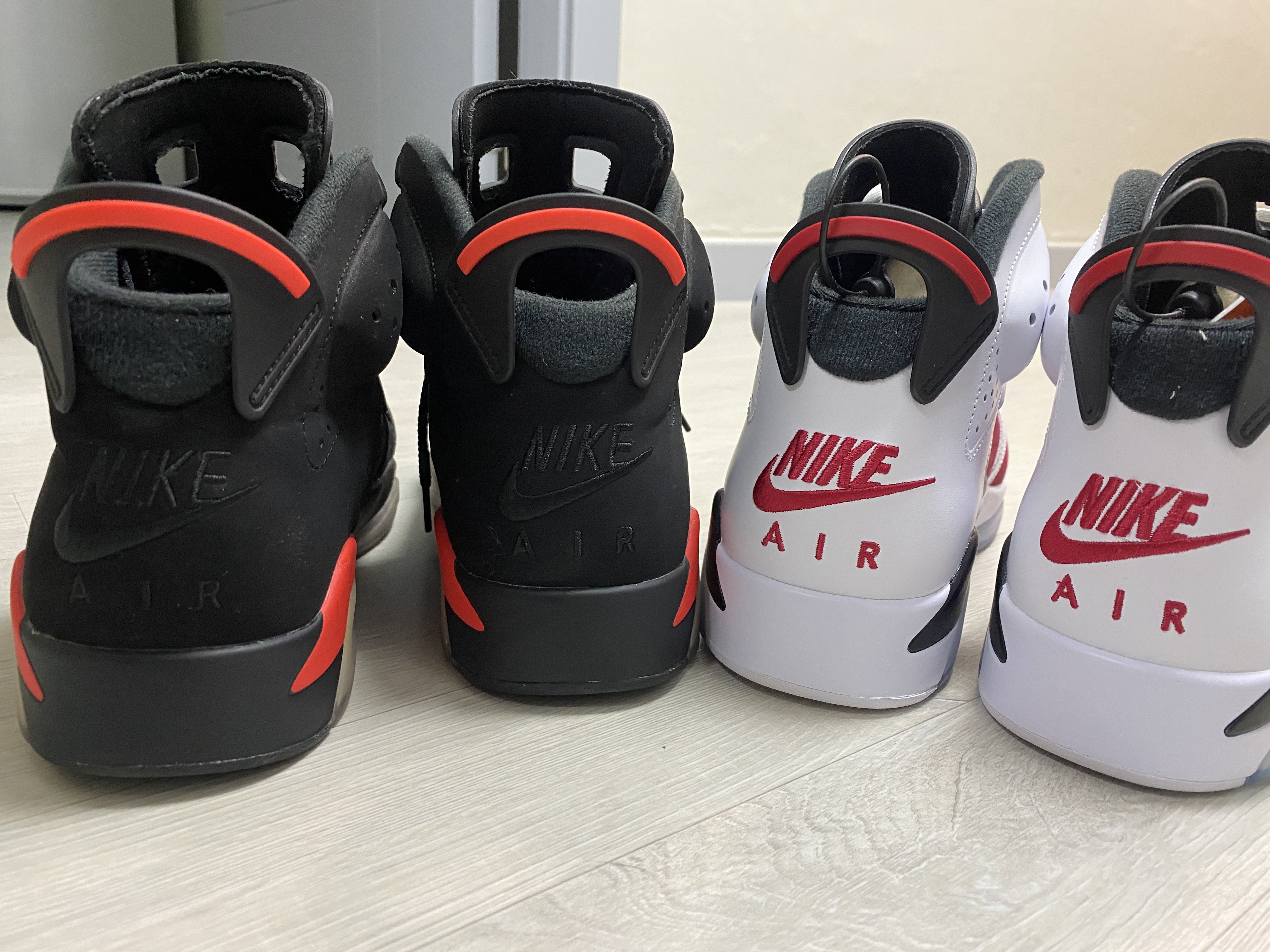 Jordan 6 Retro Infrared 2019, Jordan 6 Retro Carmine 2021 착용 스타일
