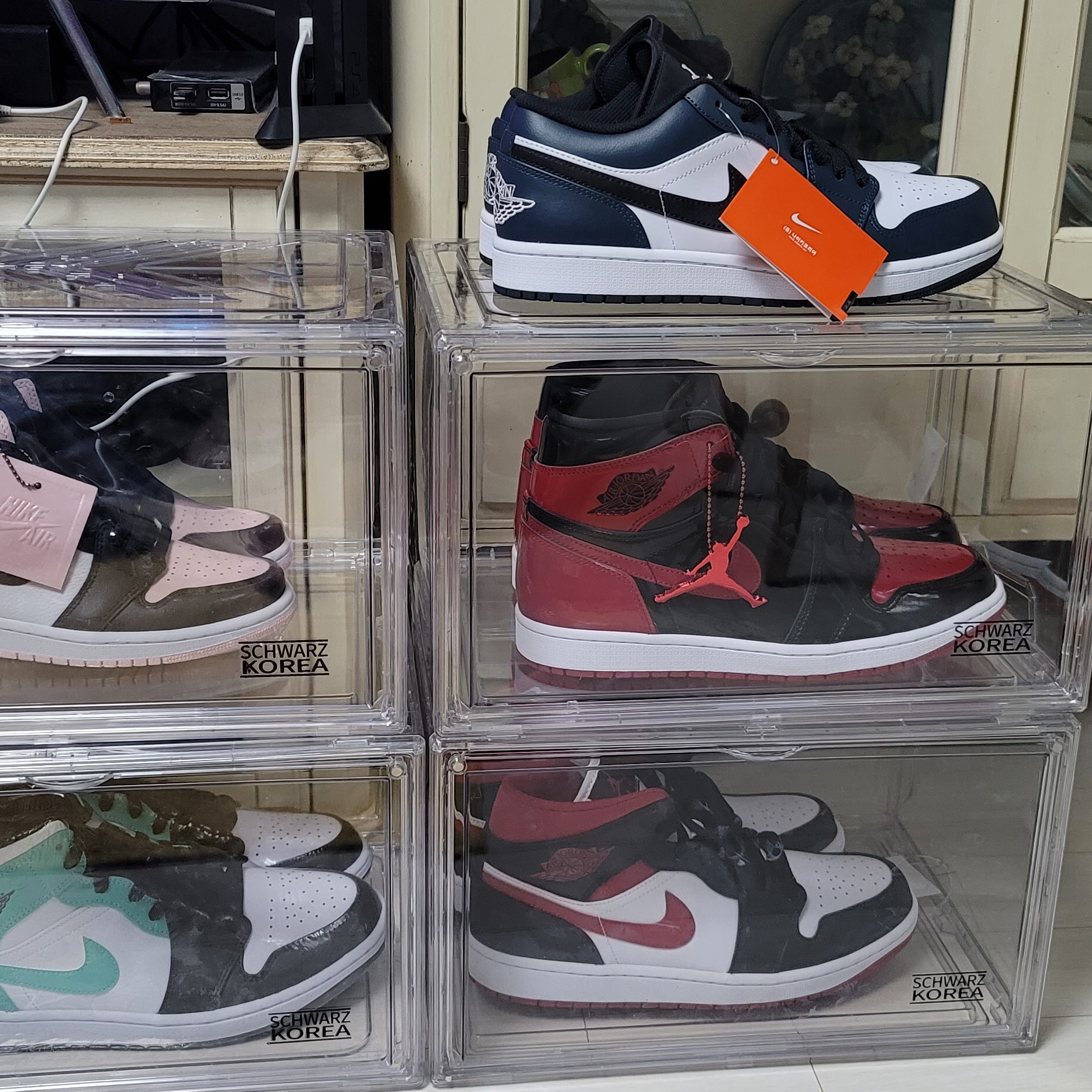 Jordan 1 Retro High OG Patent Bred, Jordan 1 Low Dark Teal 착용 스타일
