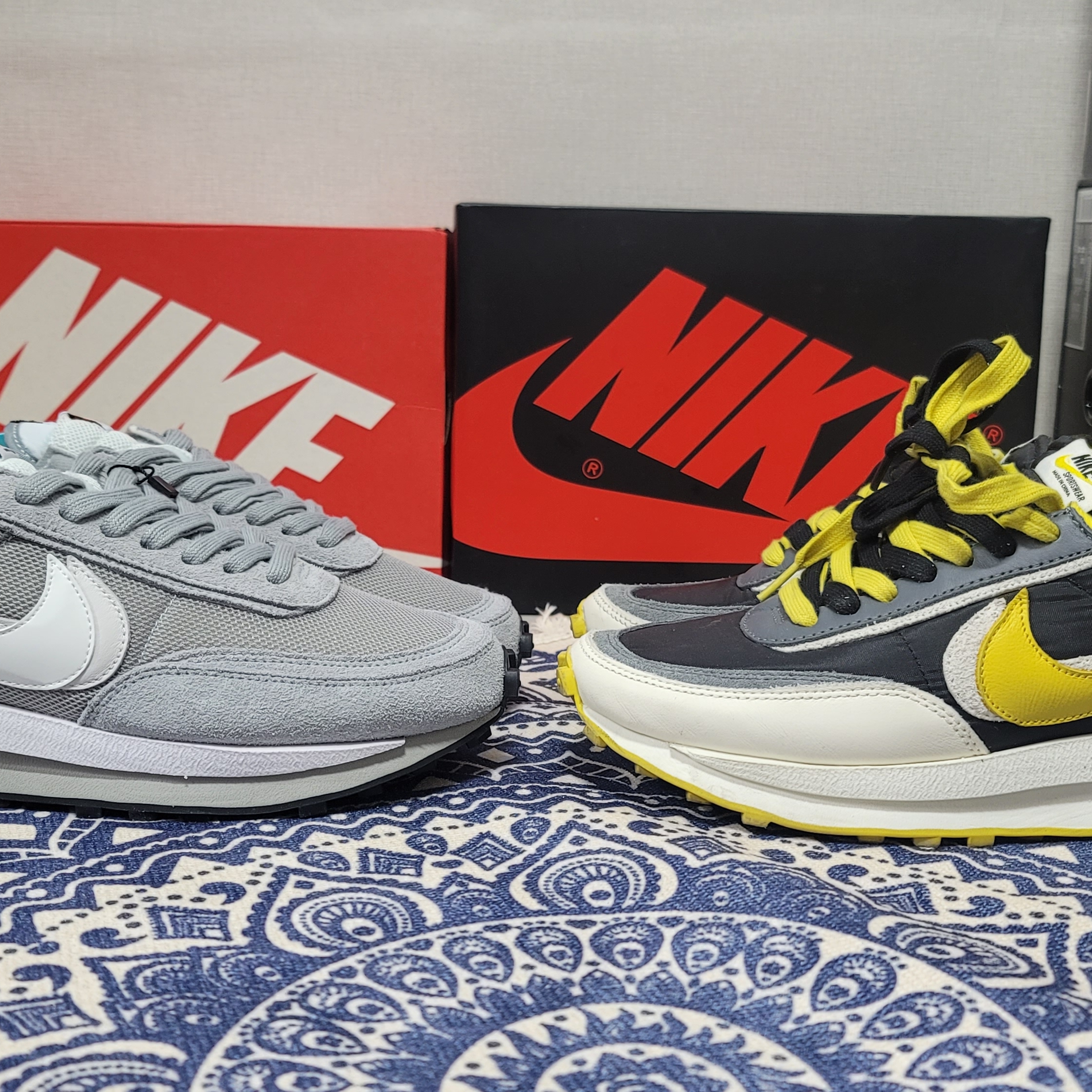Nike x Sacai x Fragment LDWaffle Light Smoke Grey, Nike x Sacai x Undercover LDWaffle Black Bright Citron 착용 스타일 - 2