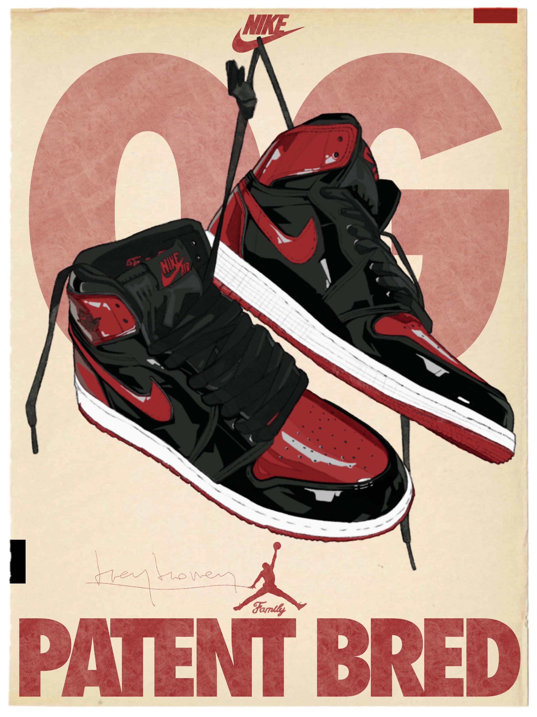 Jordan 1 Retro High OG Patent Bred, (GS) Jordan 1 Retro High OG Patent Bred 착용 스타일 - 1