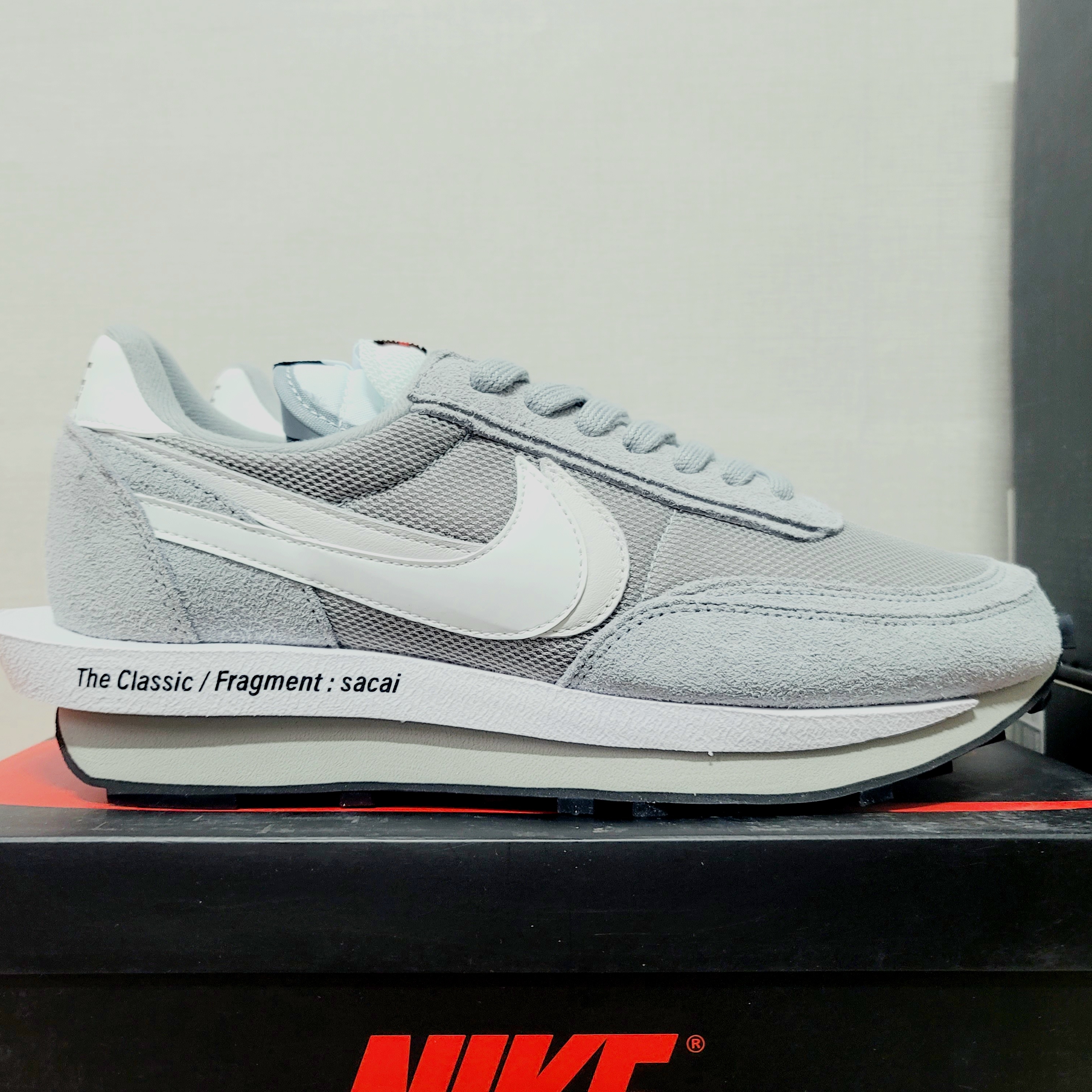 Nike x Sacai x Fragment LDWaffle Light Smoke Grey, Nike x Sacai x Undercover LDWaffle Black Bright Citron 착용 스타일 - 3