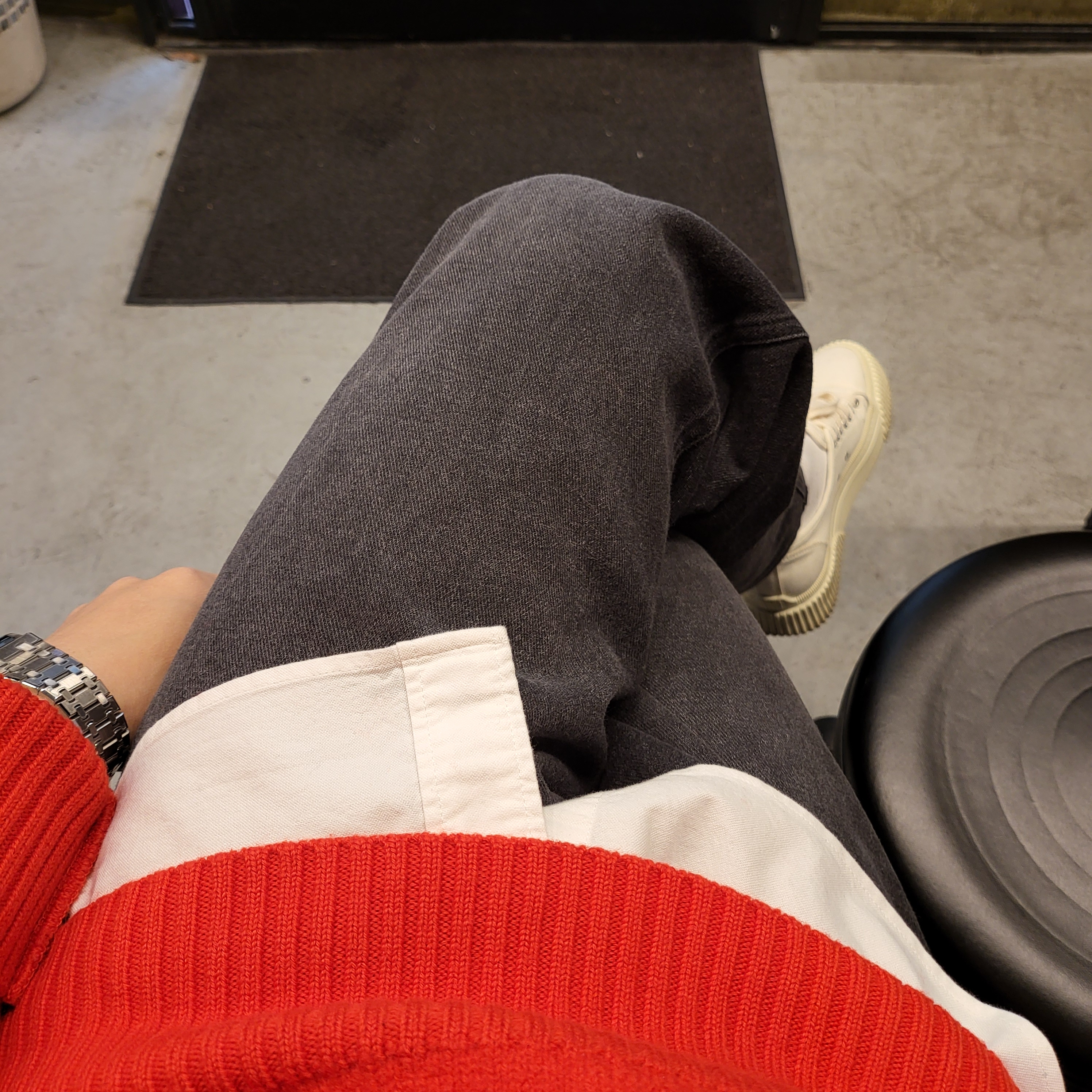 AMI de Coeur Oversize Intarsia Sweater Red - 21FW 착용 스타일 - 3