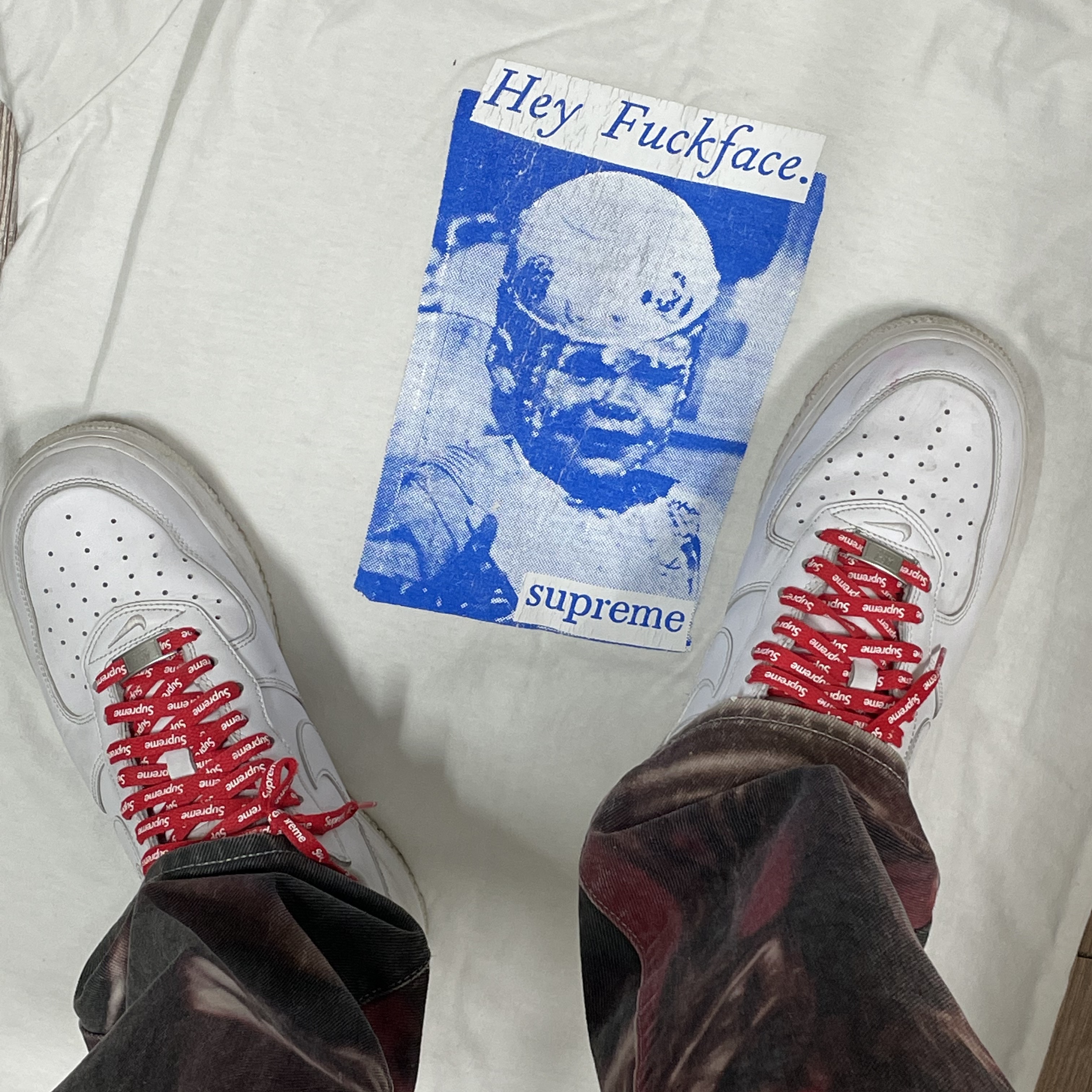 Nike x Supreme Air Force 1 Low White 착용 스타일