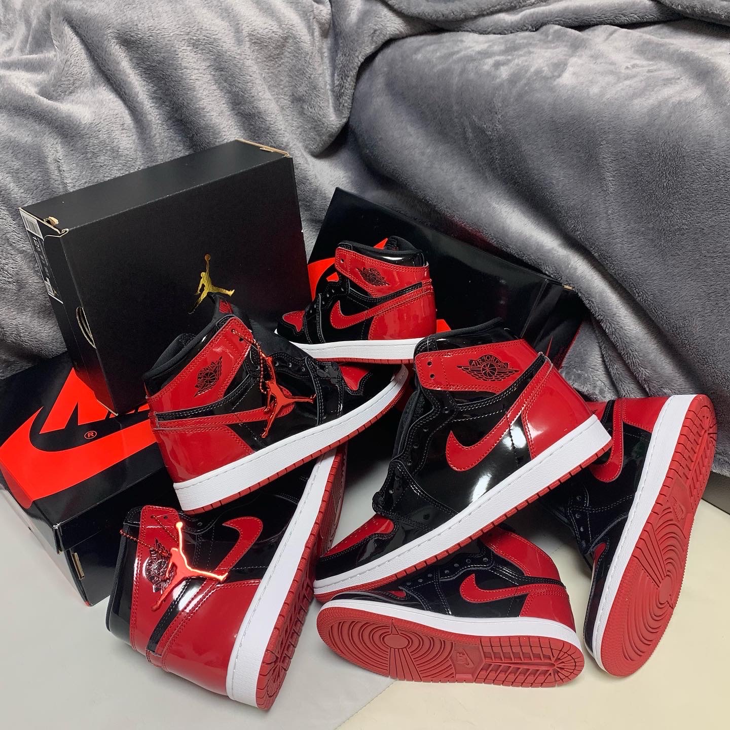 Jordan 1 Retro High OG Patent Bred, (GS) Jordan 1 Retro High OG Patent Bred 착용 스타일
