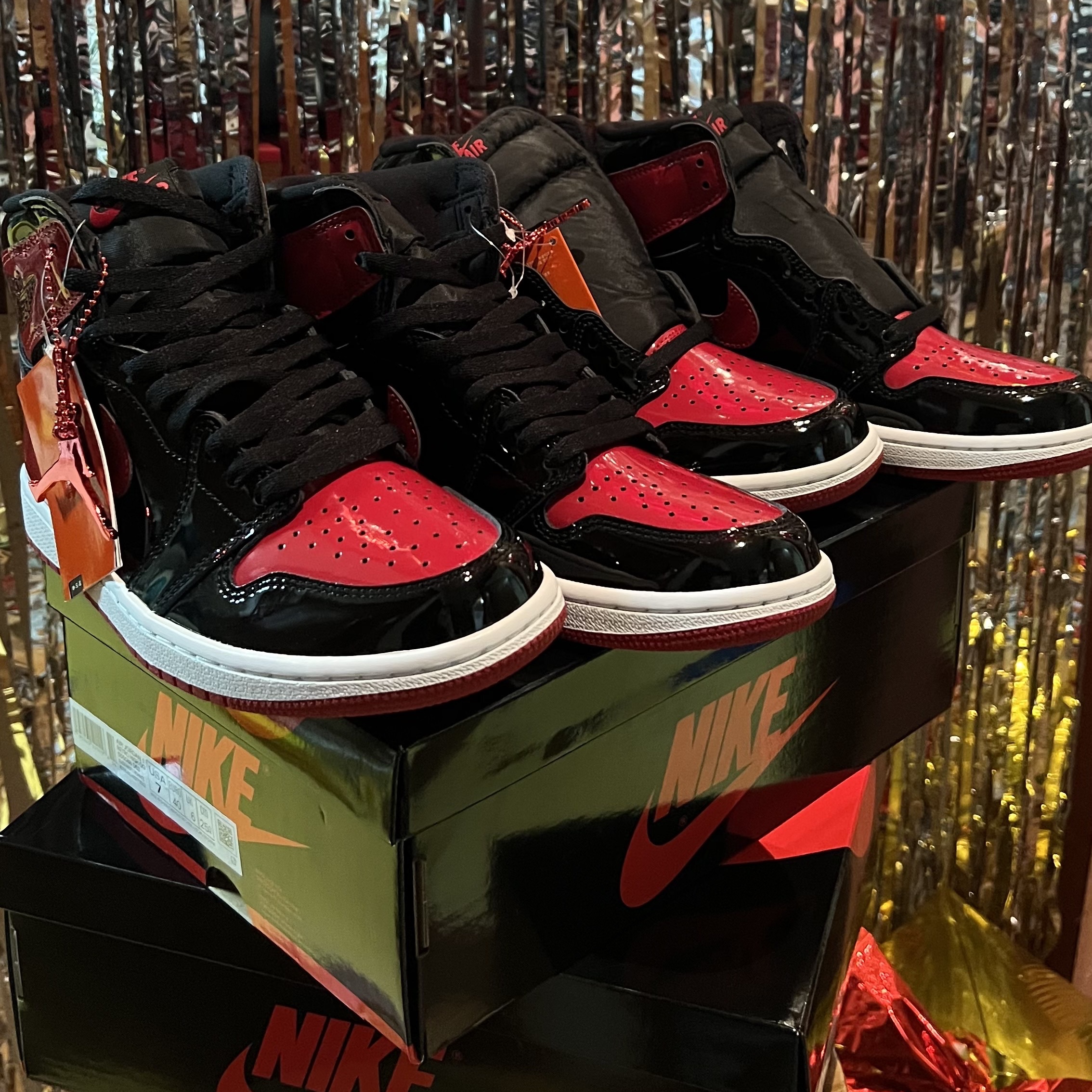 Jordan 1 Retro High OG Patent Bred, (GS) Jordan 1 Retro High OG Patent Bred 착용 스타일 - 2