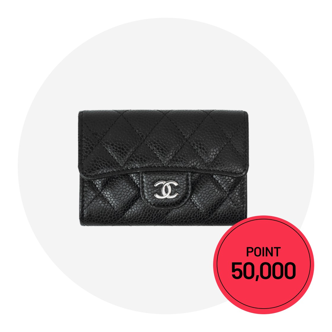 Chanel Classic Card Holder Silver Black & KREAM Point