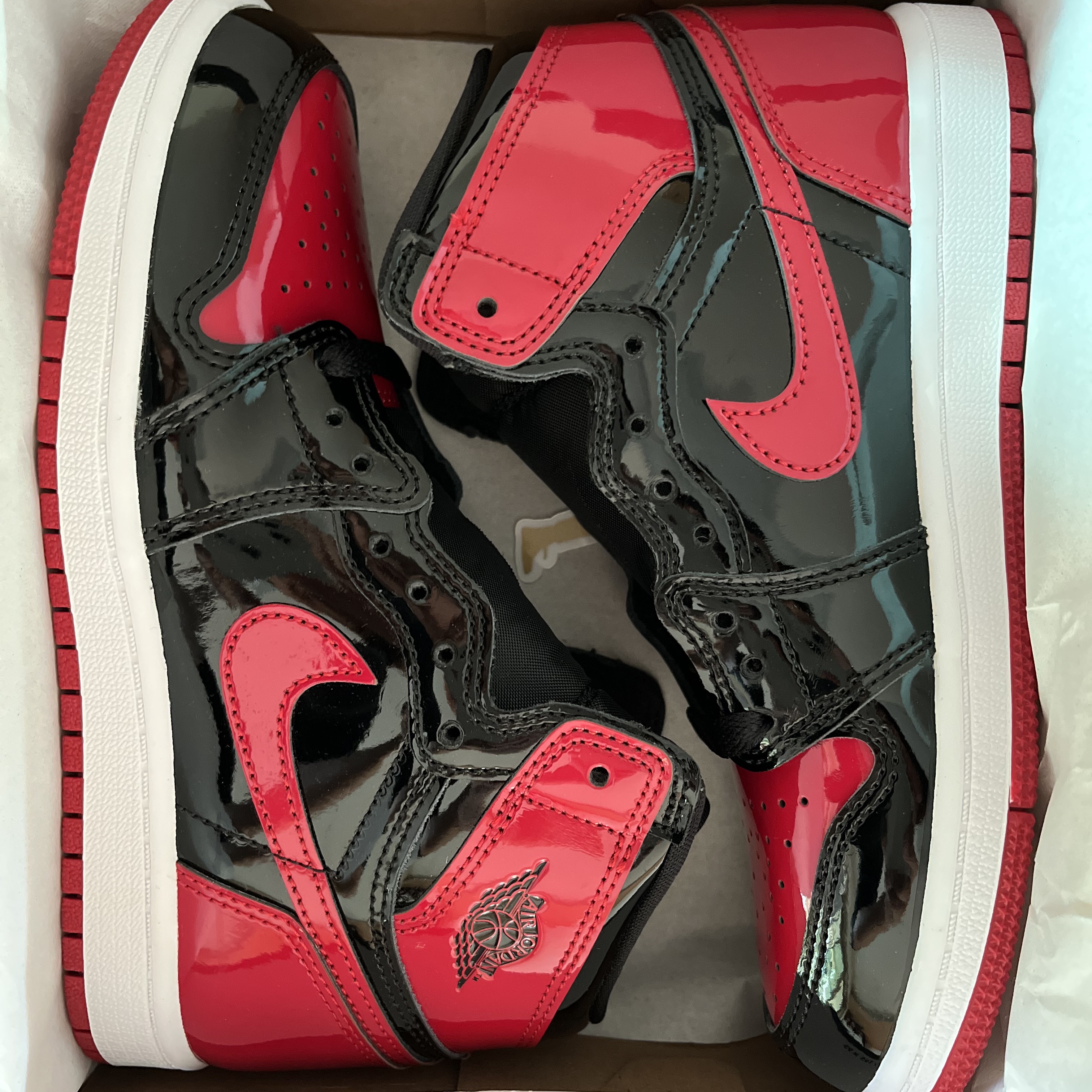(PS) Jordan 1 Retro High OG Patent Bred, Jordan 1 Retro High OG Patent Bred 착용 스타일 - 1
