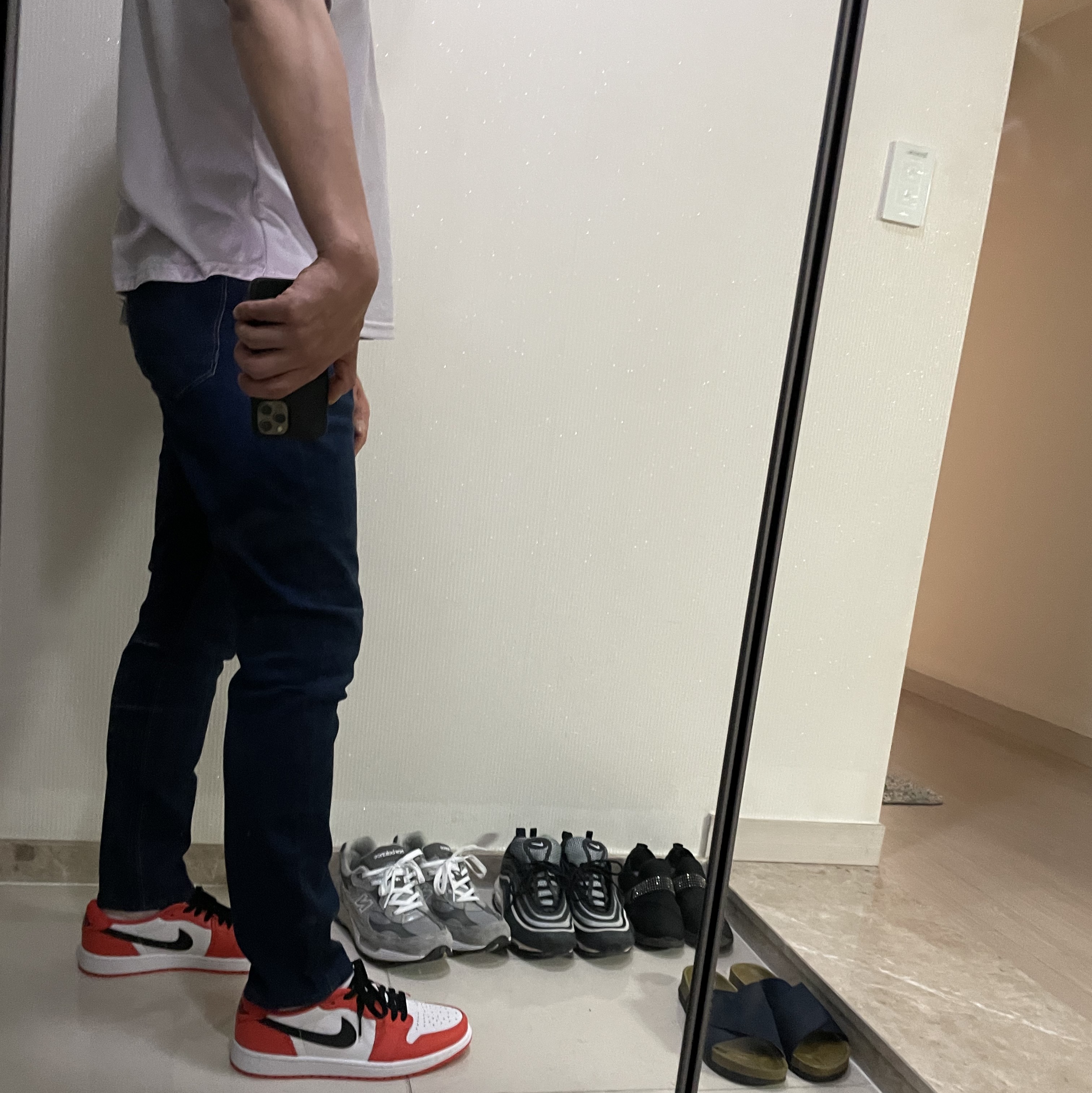 Jordan 1 Low OG Starfish, New Balance 992 Made in USA Grey - D Standard 착용 스타일 - 2