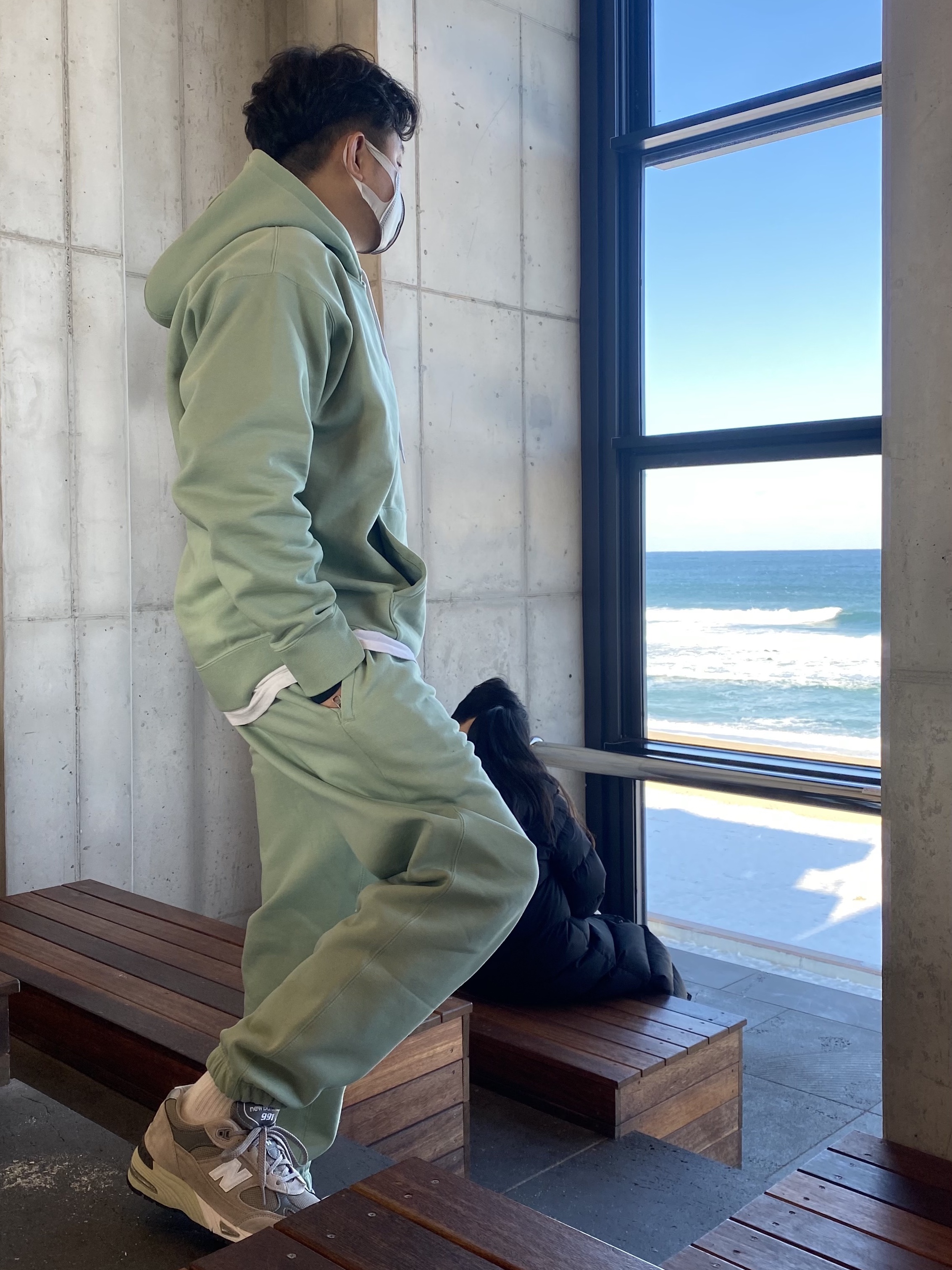 Nike M NRG Fleece Hoodie Steam, Nike NRG Solo Swoosh Fleece Pants Steam - US/EU 착용 스타일