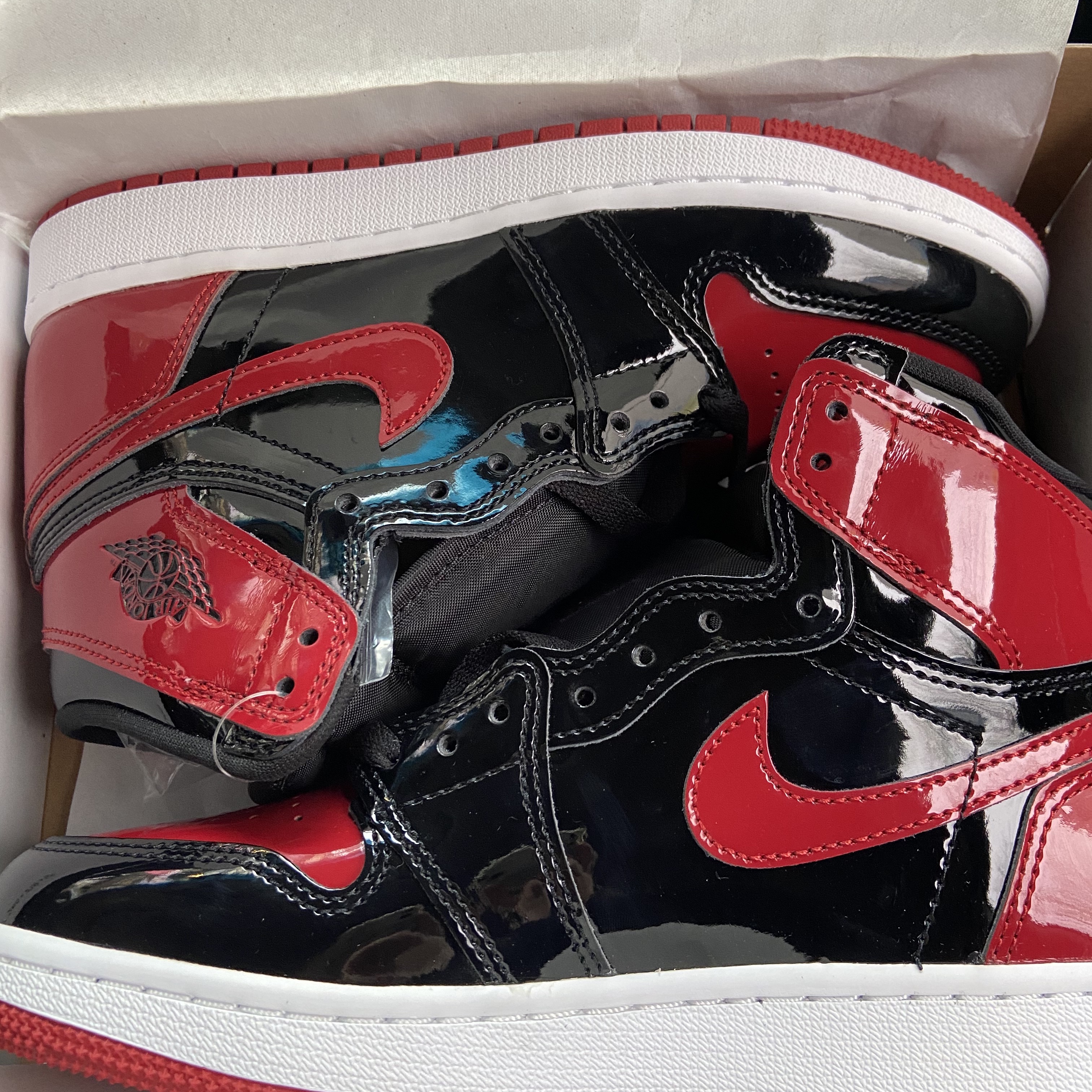 (GS) Jordan 1 Retro High OG Patent Bred 착용 스타일