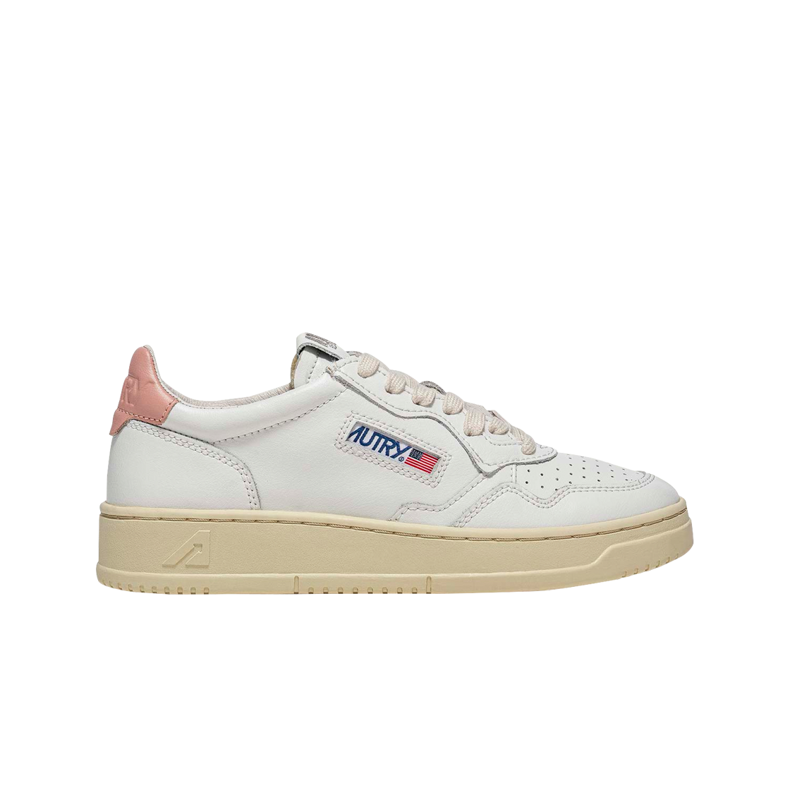 (W) 오트리 메달리스트 로우 레더 스니커즈 화이트 핑크((W) Autry Medalist Low Leather Sneakers White Pink)