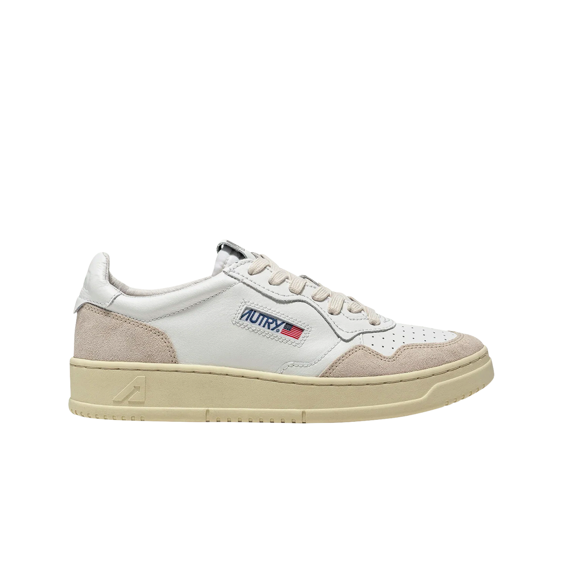 (W) 오트리 메달리스트 로우 레더 스웨이드 스니커즈 화이트((W) Autry Medalist Low Leather Suede Sneakers White)