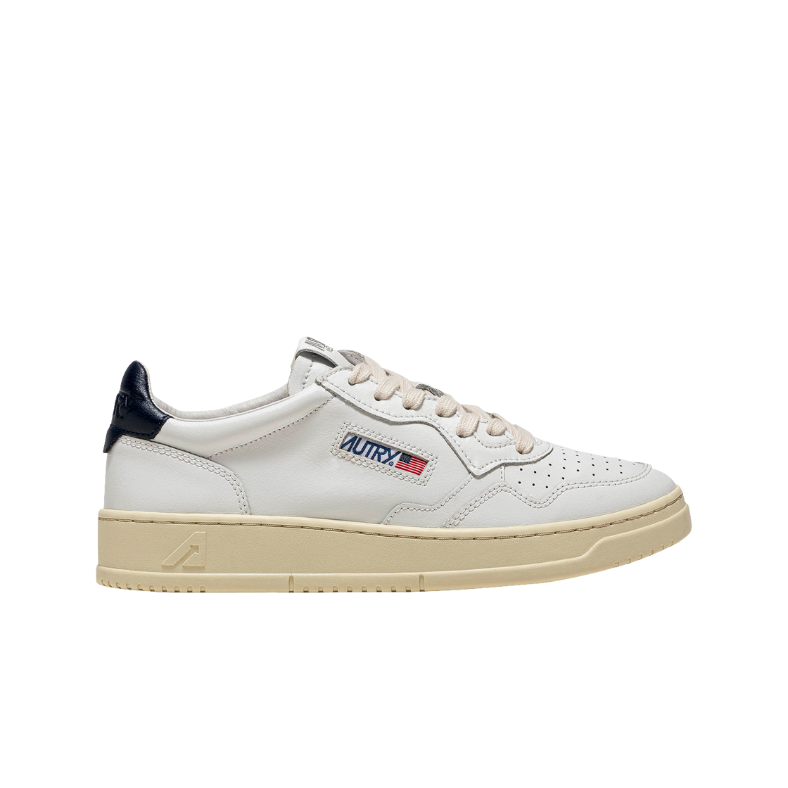 (W) 오트리 메달리스트 로우 레더 스니커즈 화이트 블루((W) Autry Medalist Low Leather Sneakers White Blue)