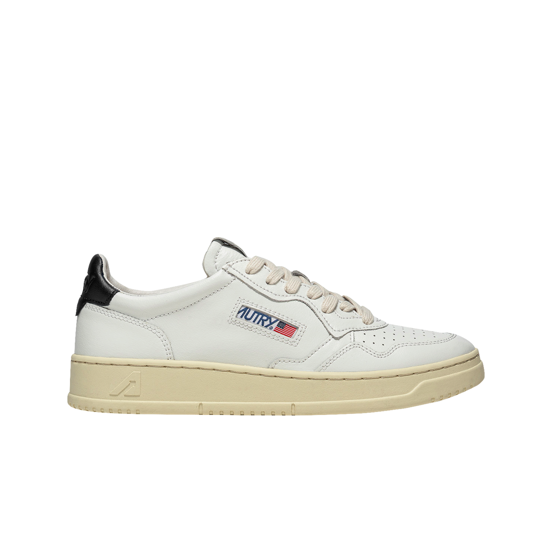 (W) 오트리 메달리스트 로우 레더 스니커즈 화이트 블랙((W) Autry Medalist Low Leather Sneakers White Black)