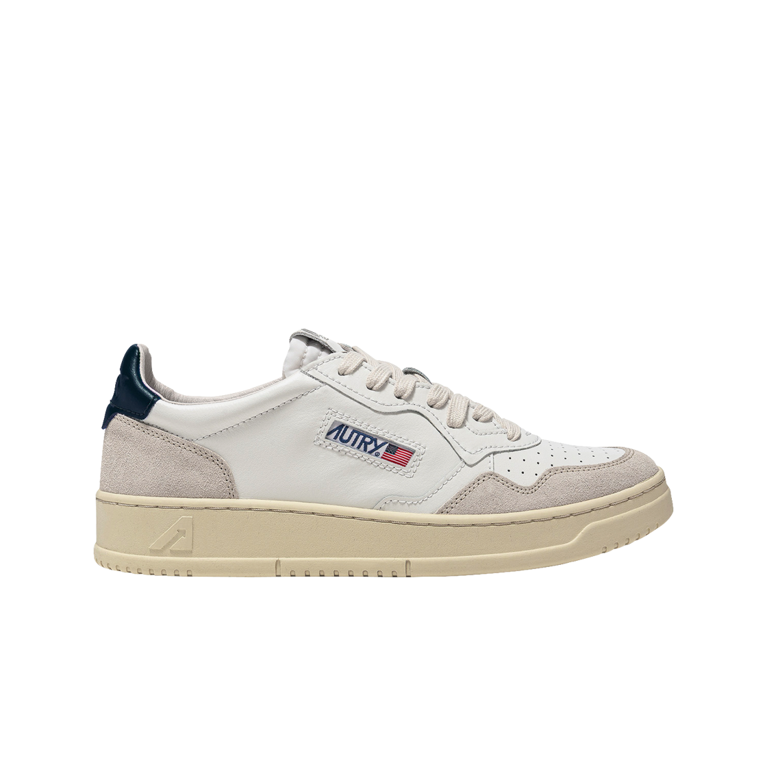 (W) 오트리 메달리스트 로우 레더 스웨이드 스니커즈 화이트 블루((W) Autry Medalist Low Leather Suede Sneakers White Blue)
