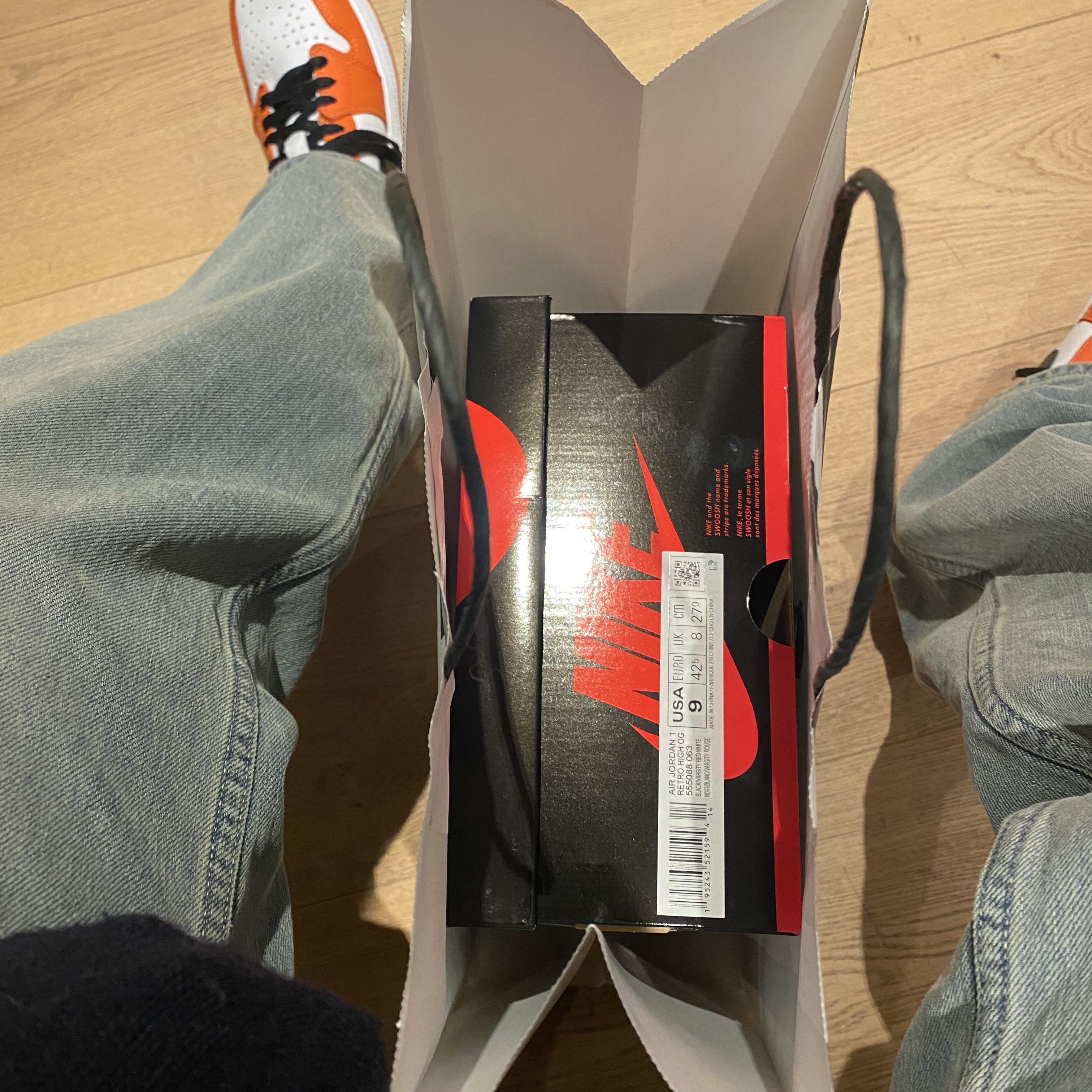 Jordan 1 Low OG Starfish, Jordan 1 Retro High OG Patent Bred 착용 스타일 - 1