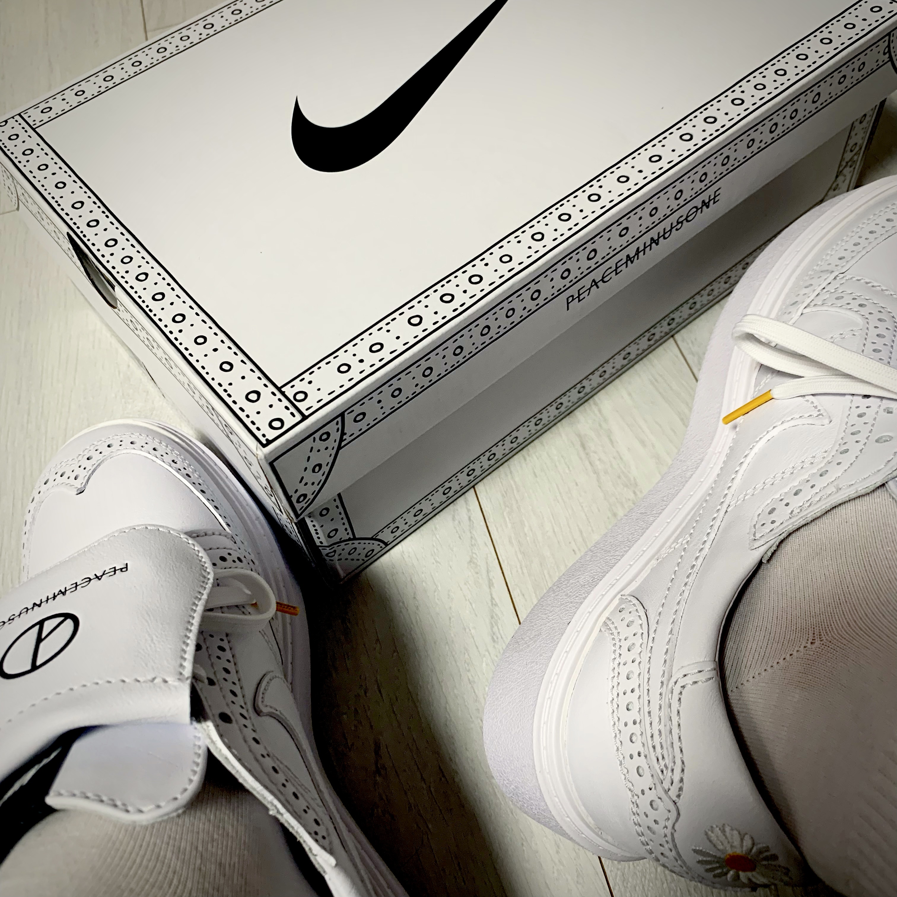 Nike x Peaceminusone Kwondo1 White 착용 스타일 - 1