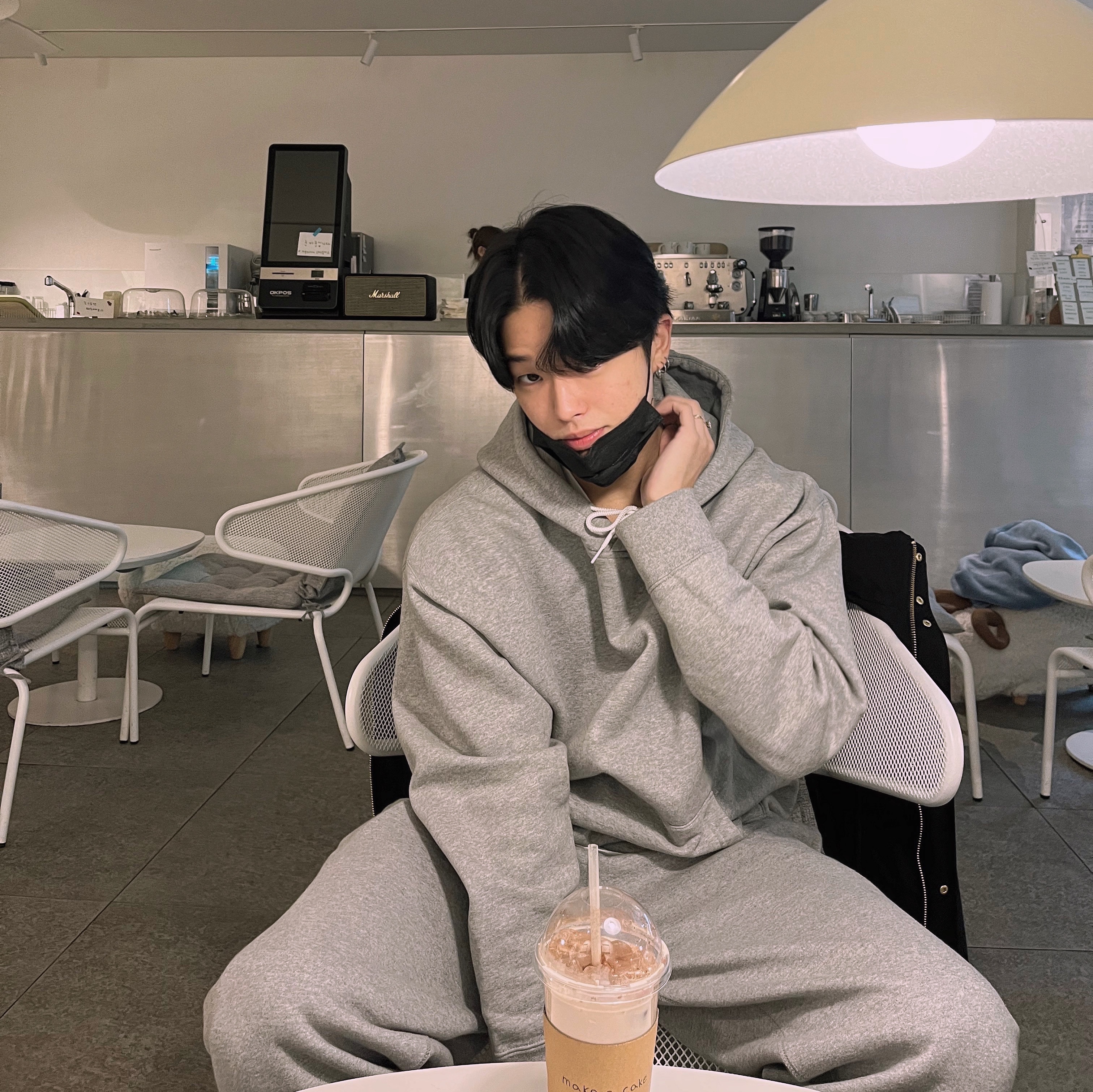 Nike NRG Solo Swoosh Fleece Hoodie Dark Grey Heather - US/EU, Nike NRG Solo Swoosh Fleece Pants Dark Grey Heather - US/EU 착용 스타일