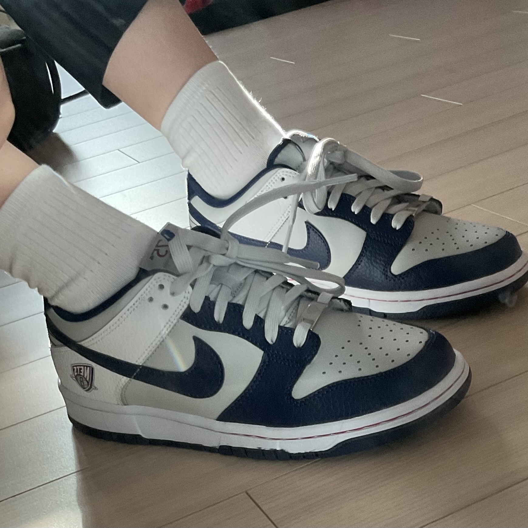 Nike x NBA Dunk Low Retro EMB Nets, (GS) Nike x NBA Dunk Low Nets 착용 스타일 - 2