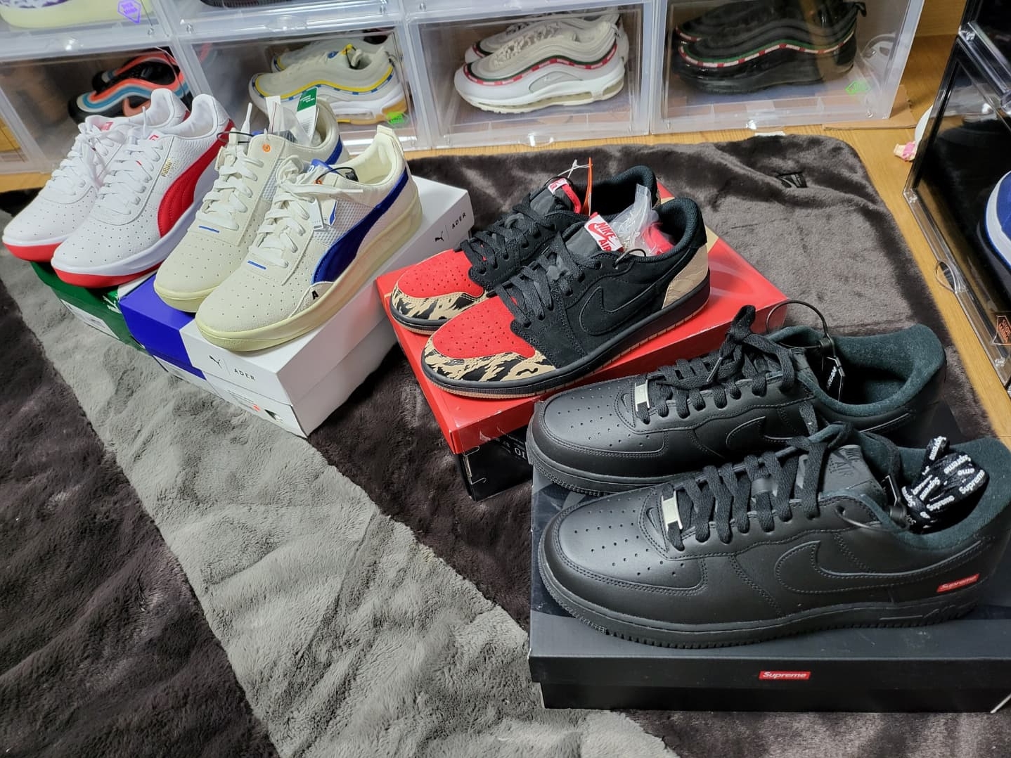 Puma x Ader Error California Whisper White, Nike x Supreme Air Force 1 Low Black 착용 스타일 - 1