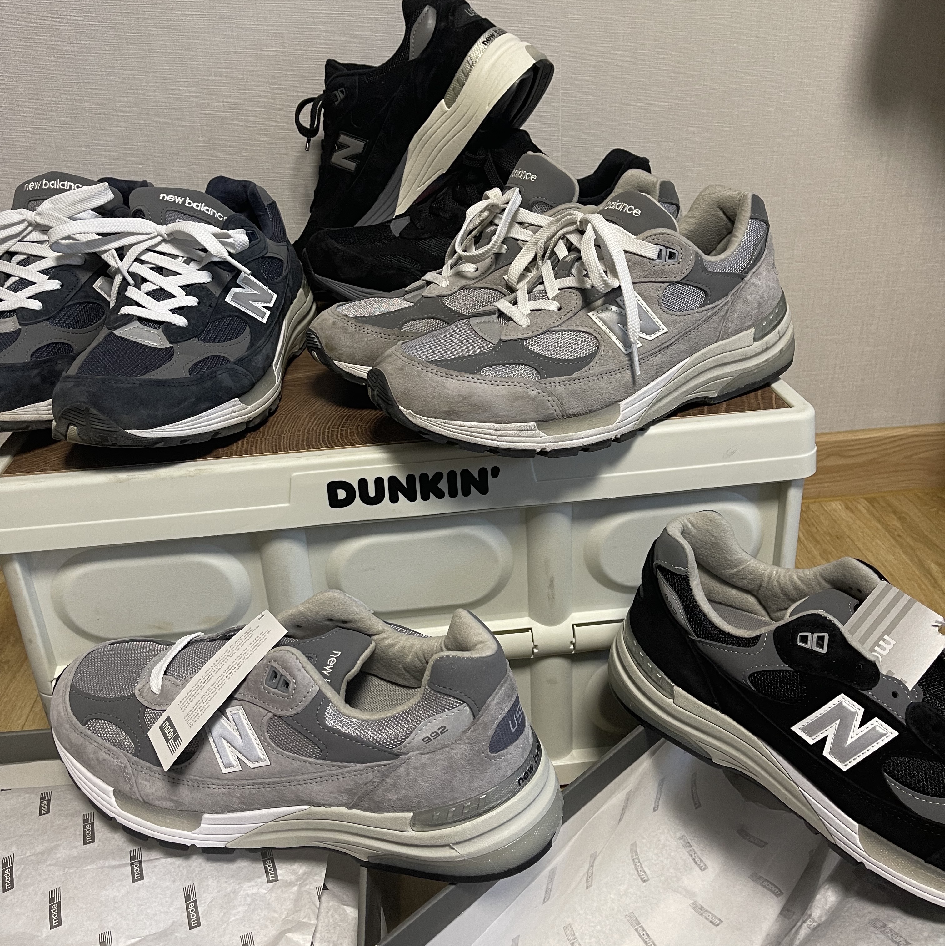 New Balance 992 Made in USA Grey - D Standard, New Balance 992 Made in USA Navy 착용 스타일 - 2