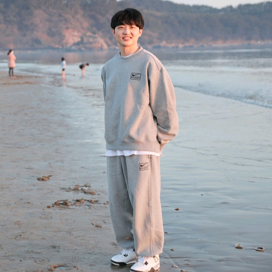 Nike x Stussy NRG BR Crew Fleece Grey, Nike x Stussy NRG BR Fleece Pants Grey 착용 스타일
