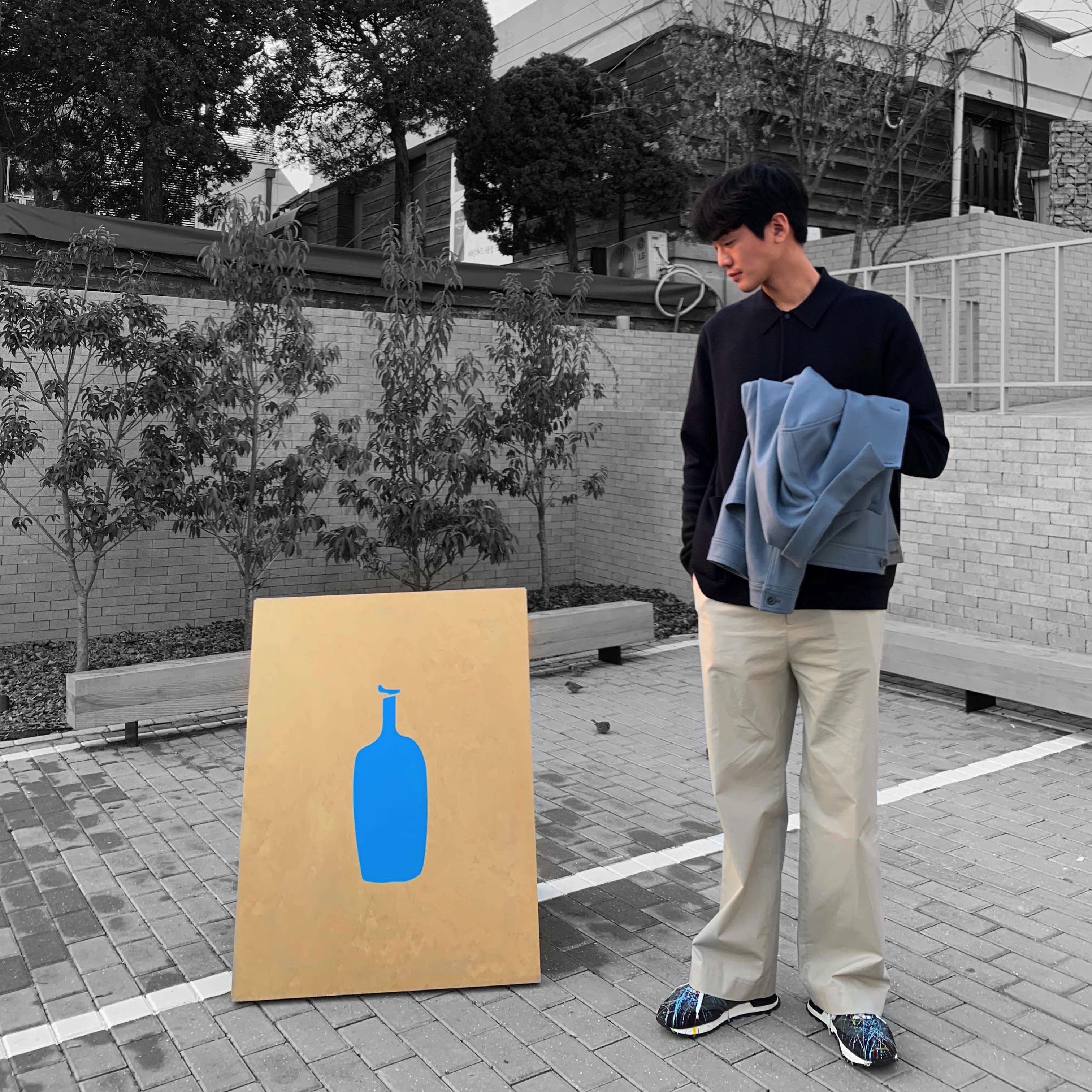 Maison Margiela Replica Paint Runners Blue 착용 스타일 - 1