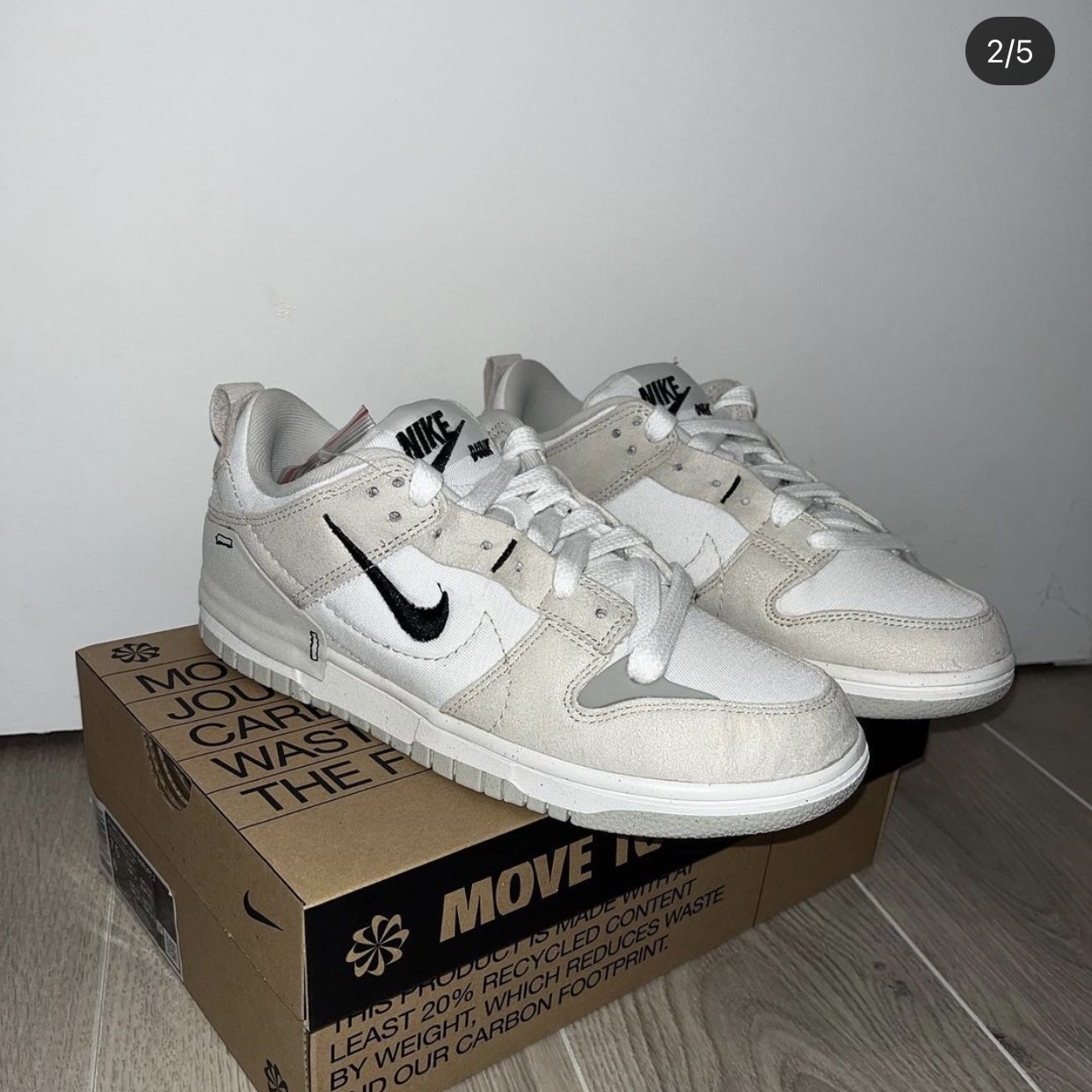 (W) Nike Dunk Low Disrupt 2 White Light Bone 착용 스타일 - 2