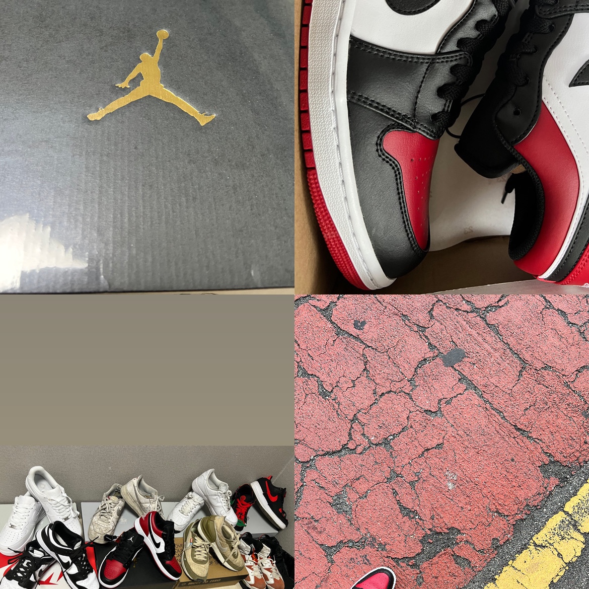 Jordan 1 Low Bred Toe, Nike Air Force 1 '07 Low White 착용 스타일 - 3