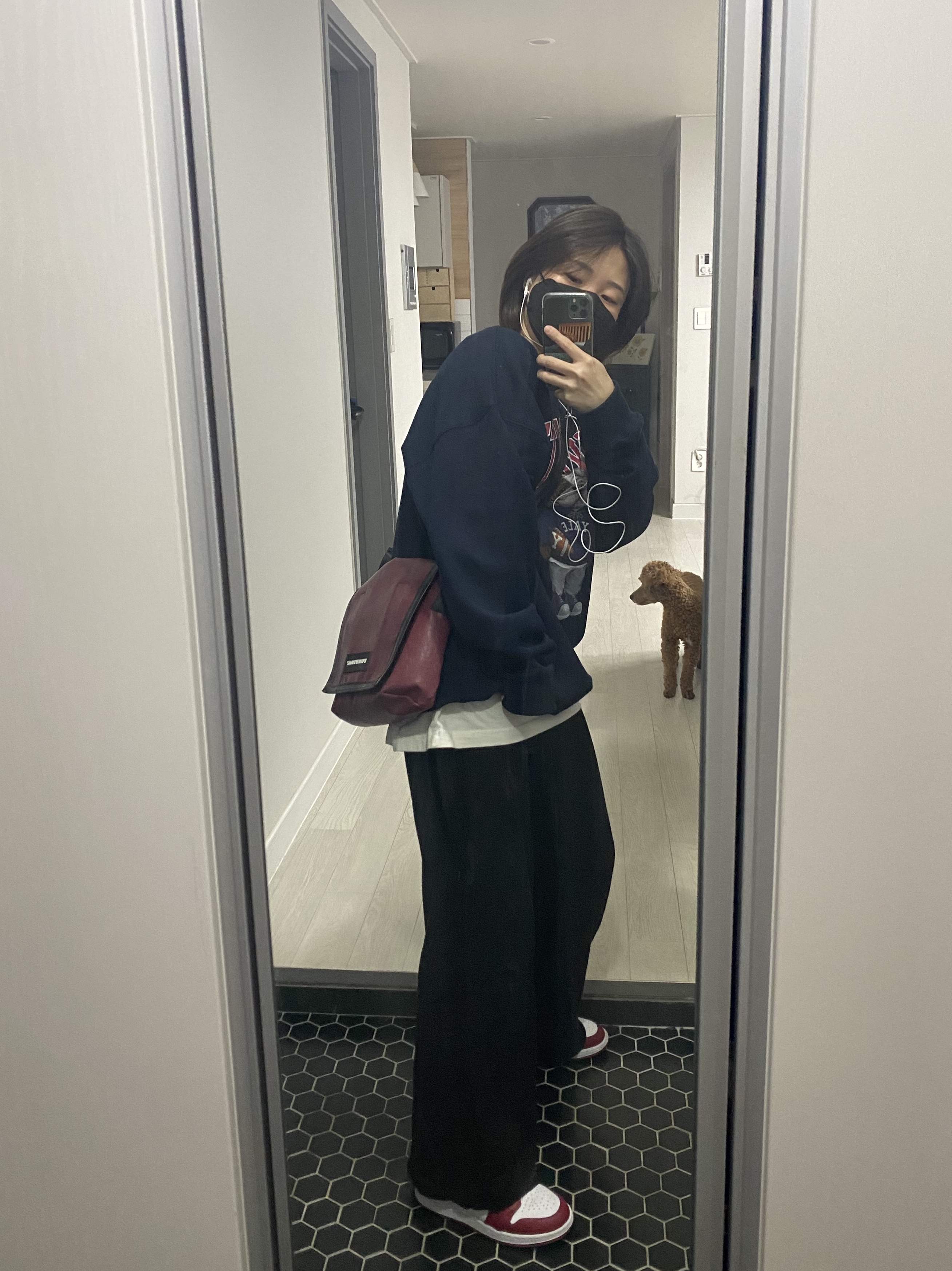(GS) Jordan 1 Low Cardinal Red 착용 스타일 - 2