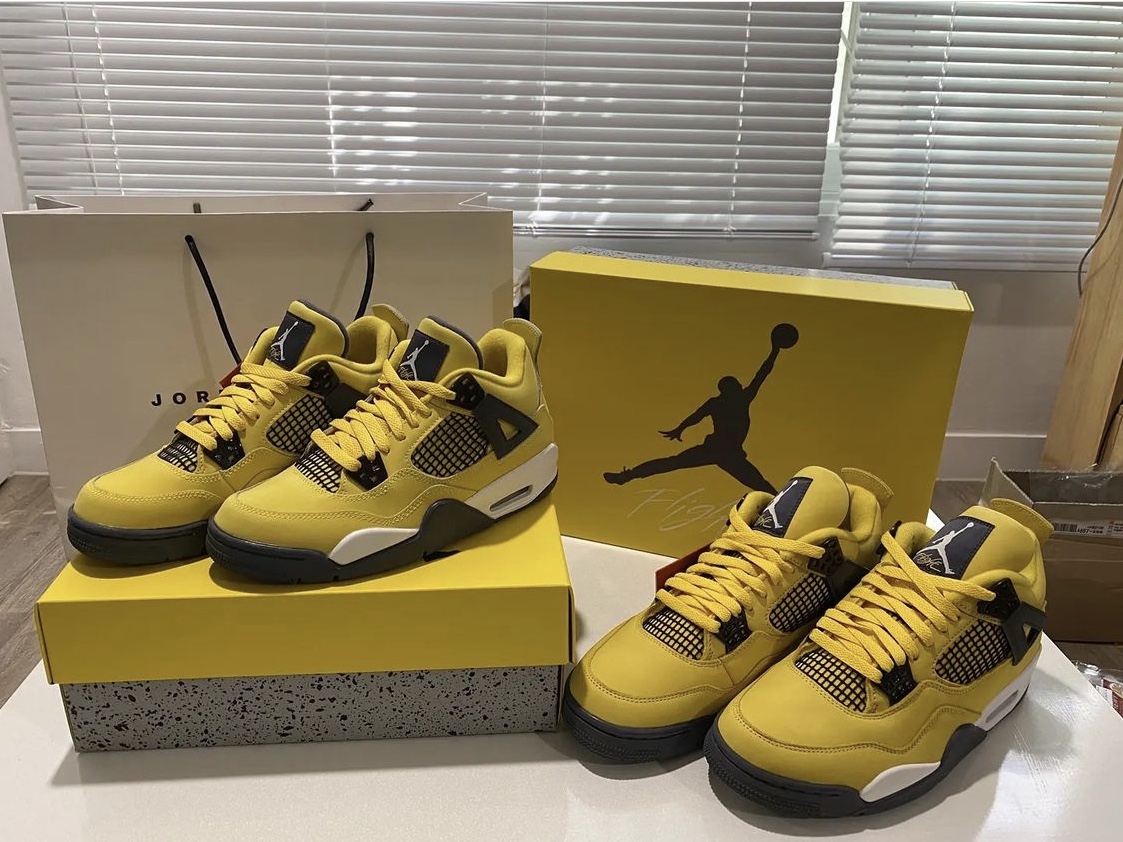 Jordan 4 Retro Tour Yellow, (GS) Jordan 4 Retro Tour Yellow 착용 스타일
