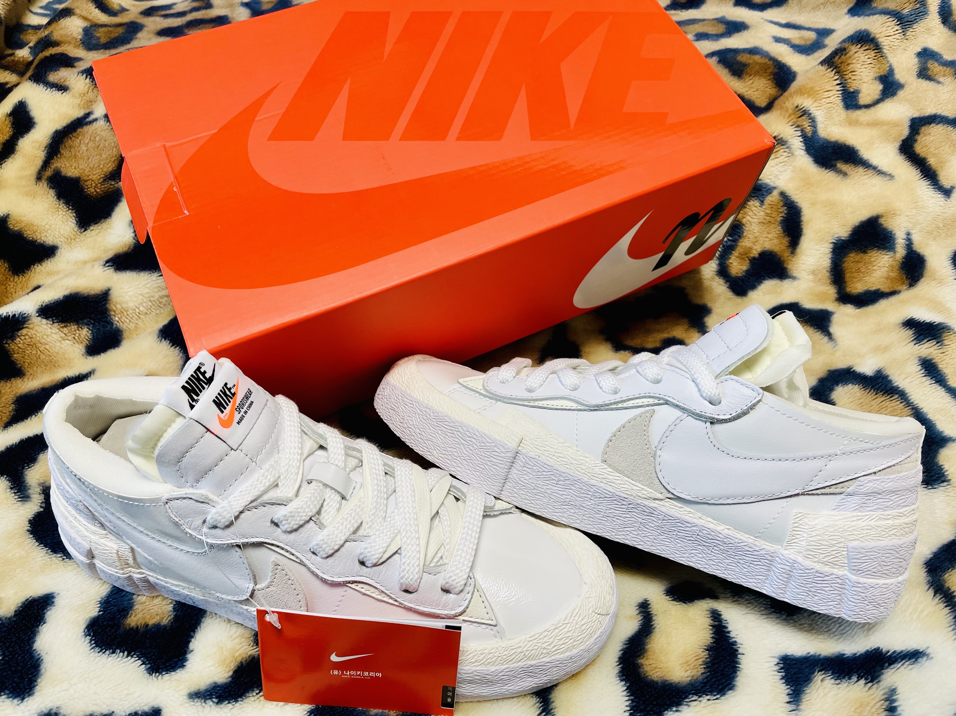 Nike x Sacai Blazer Low White Patent Leather 착용 스타일