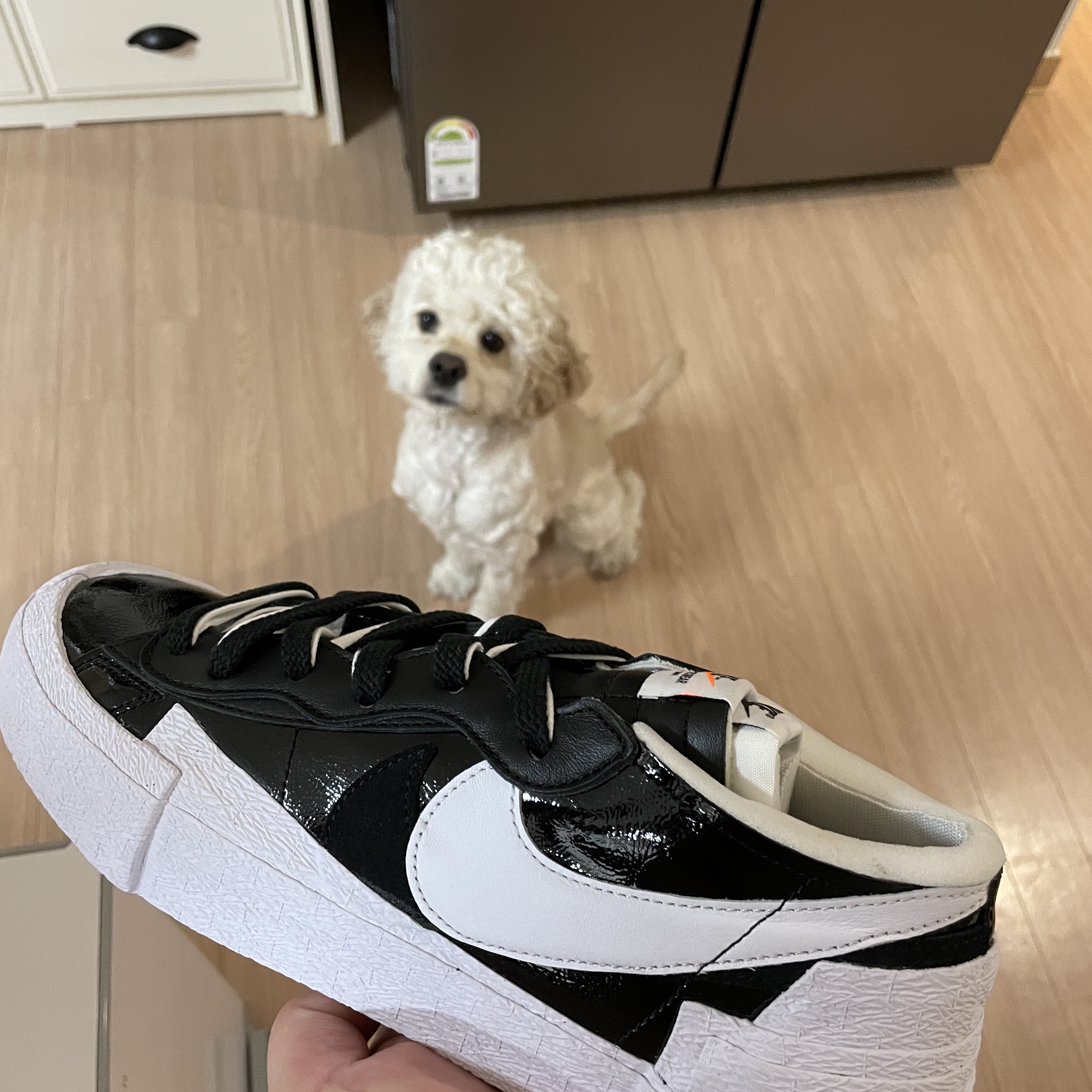 Nike x Sacai Blazer Low Black Patent Leather 착용 스타일