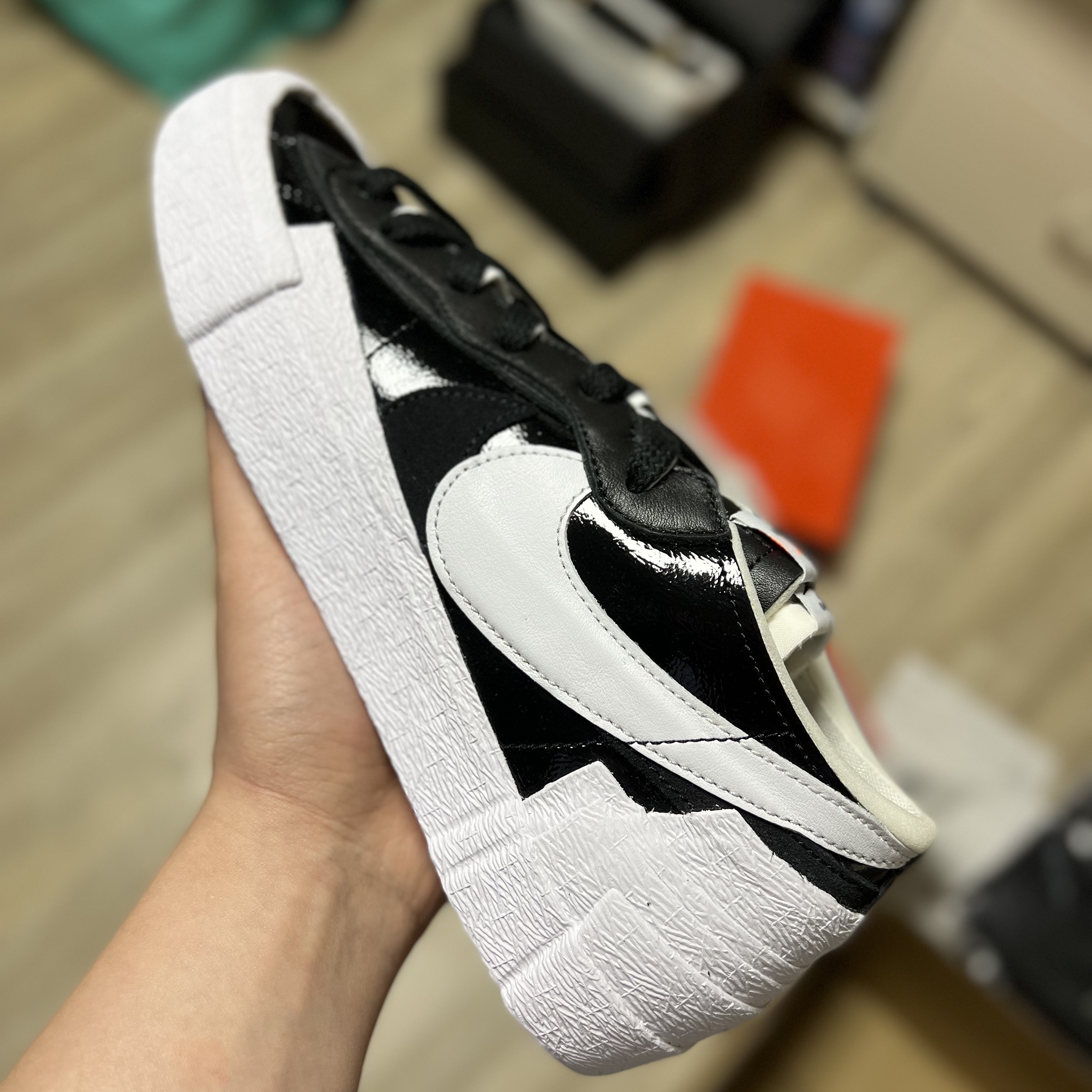 Nike x Sacai Blazer Low Black Patent Leather 착용 스타일