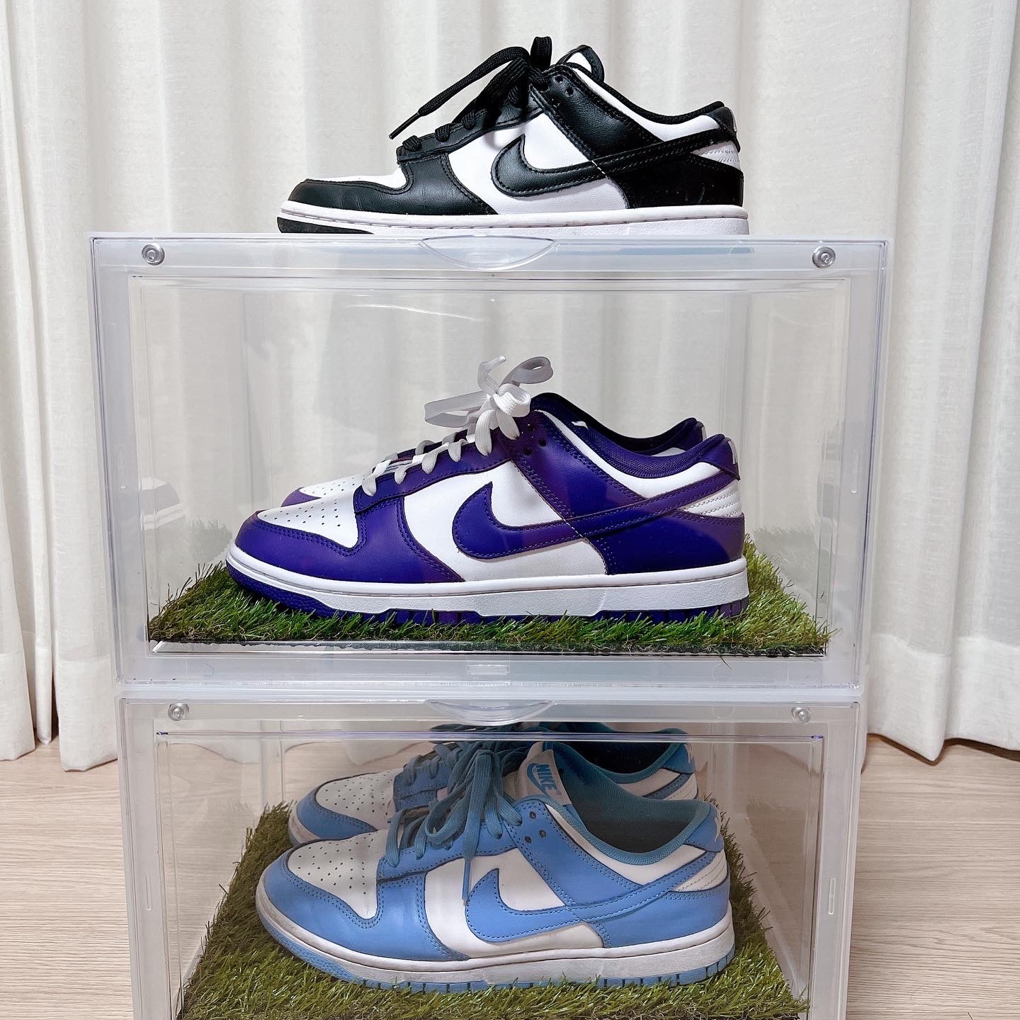 Nike Dunk Low Retro Black, Nike Dunk Low Retro Championship Court Purple 착용 스타일