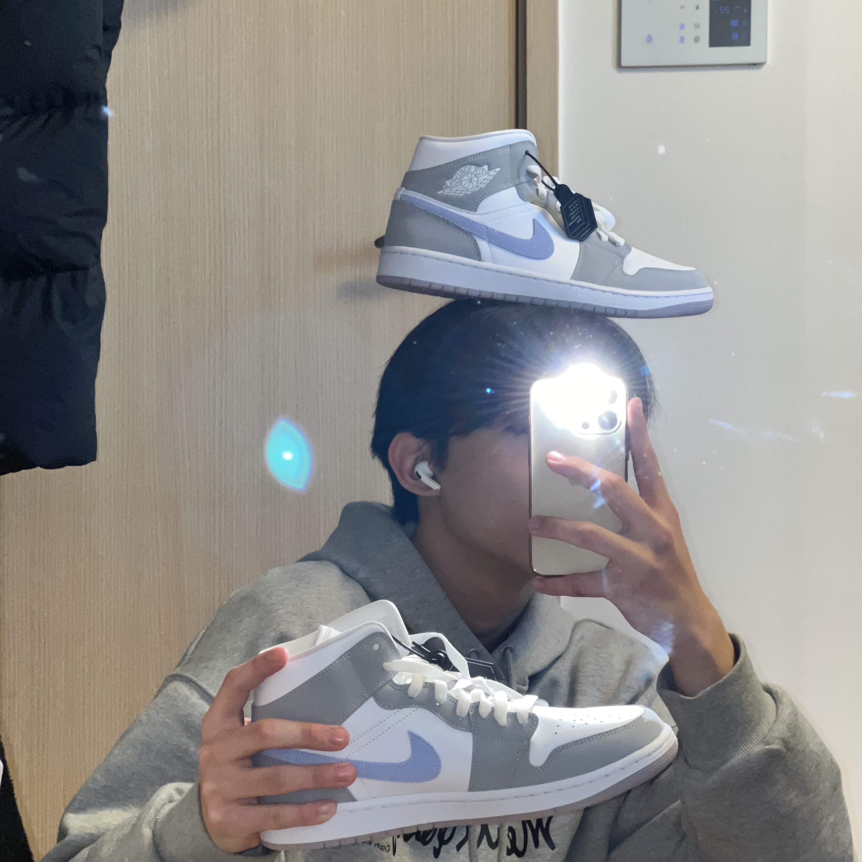 (W) Jordan 1 Mid Wolf Grey 착용 스타일