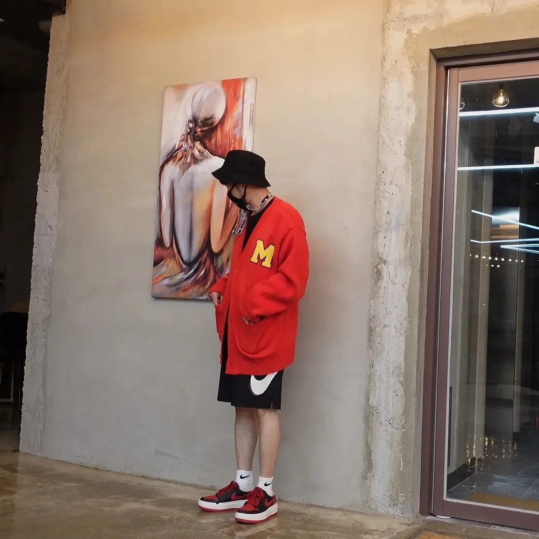 (W) Jordan 1 Elevate Low SE Bred, Stussy Stock Bucket Hat Black 착용 스타일 - 2