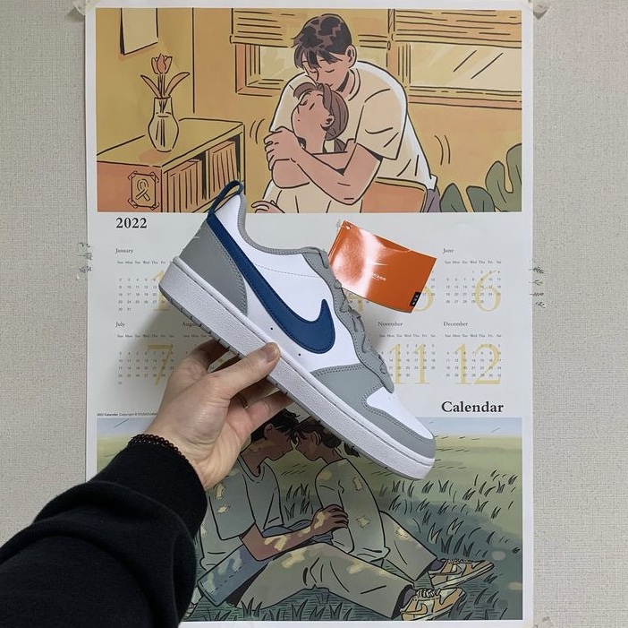 (GS) Nike Court Borough Low 2 Light Smoke Grey 착용 스타일