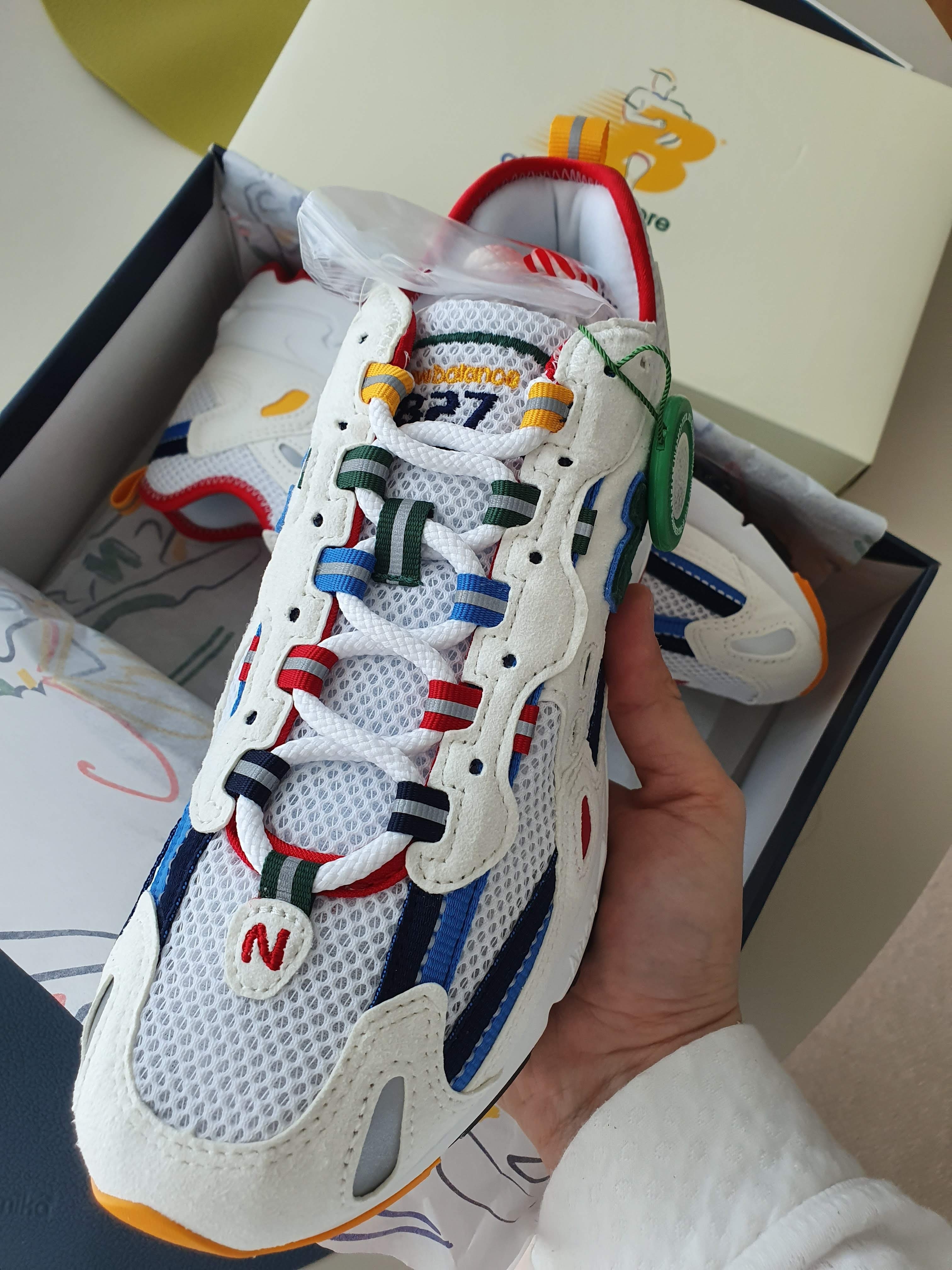 New Balance x Aime Leon Dore 827 Abzorb White Multi 착용 스타일 - 1