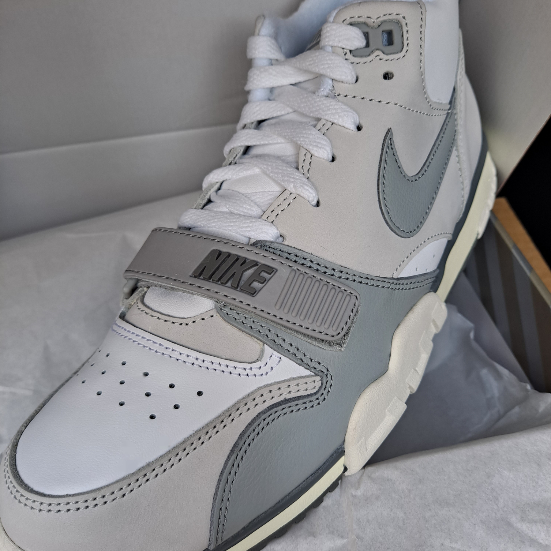 Nike Air Trainer 1 Photon Dust and Light Smoke 착용 스타일