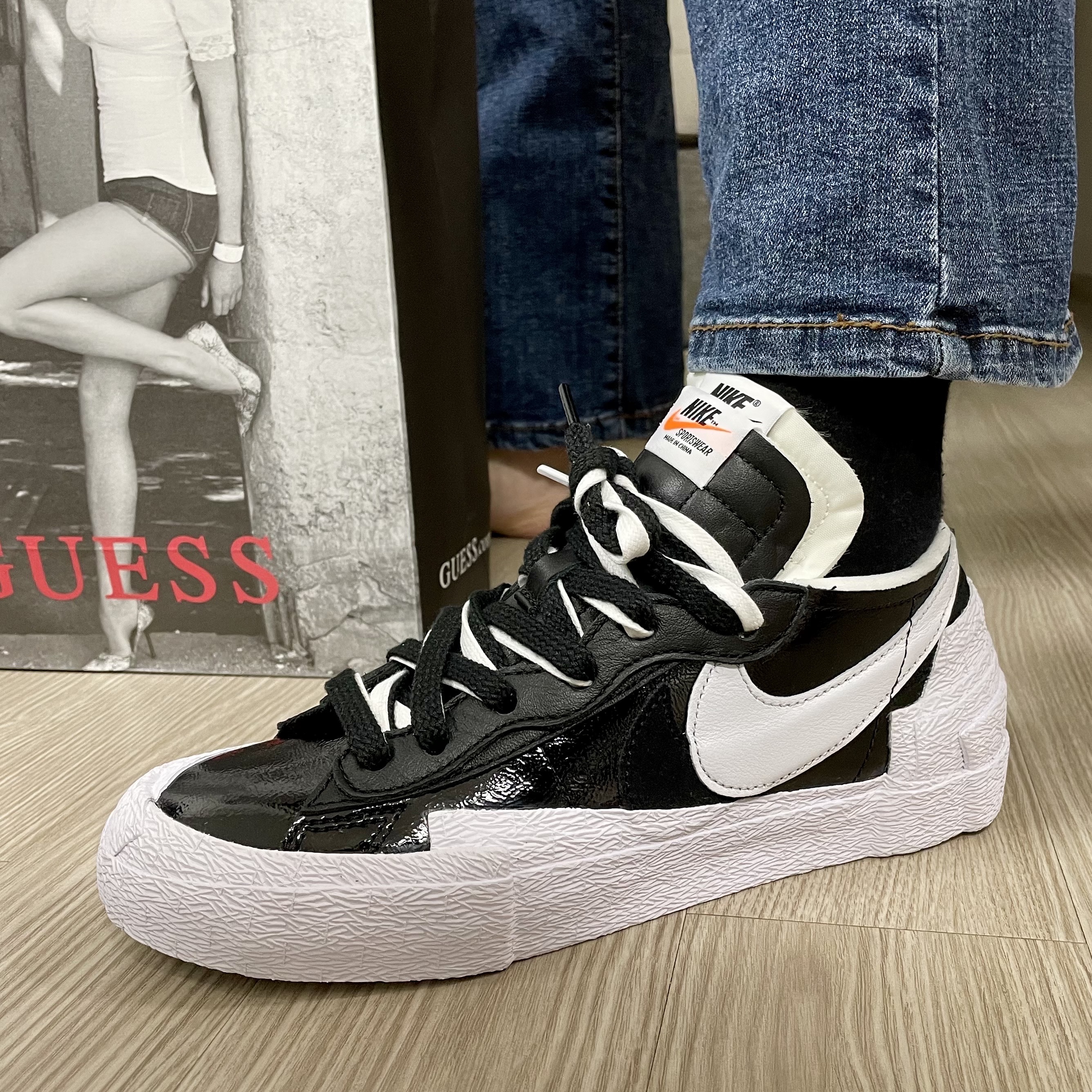 Nike x Sacai Blazer Low Black Patent Leather 착용 스타일