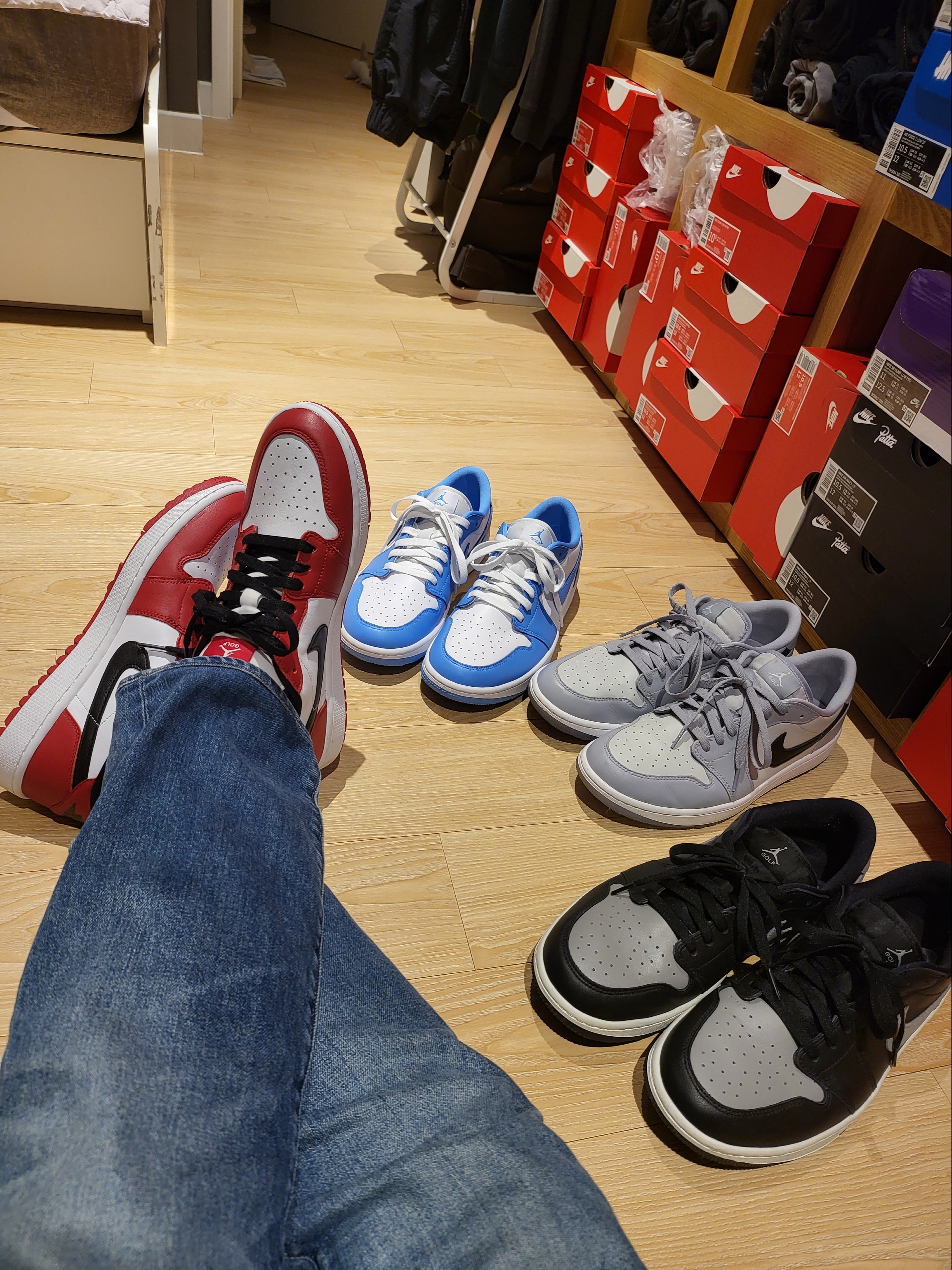 Jordan 1 Low Golf Chicago, Jordan 1 Low Golf Wolf Grey 착용 스타일 - 1