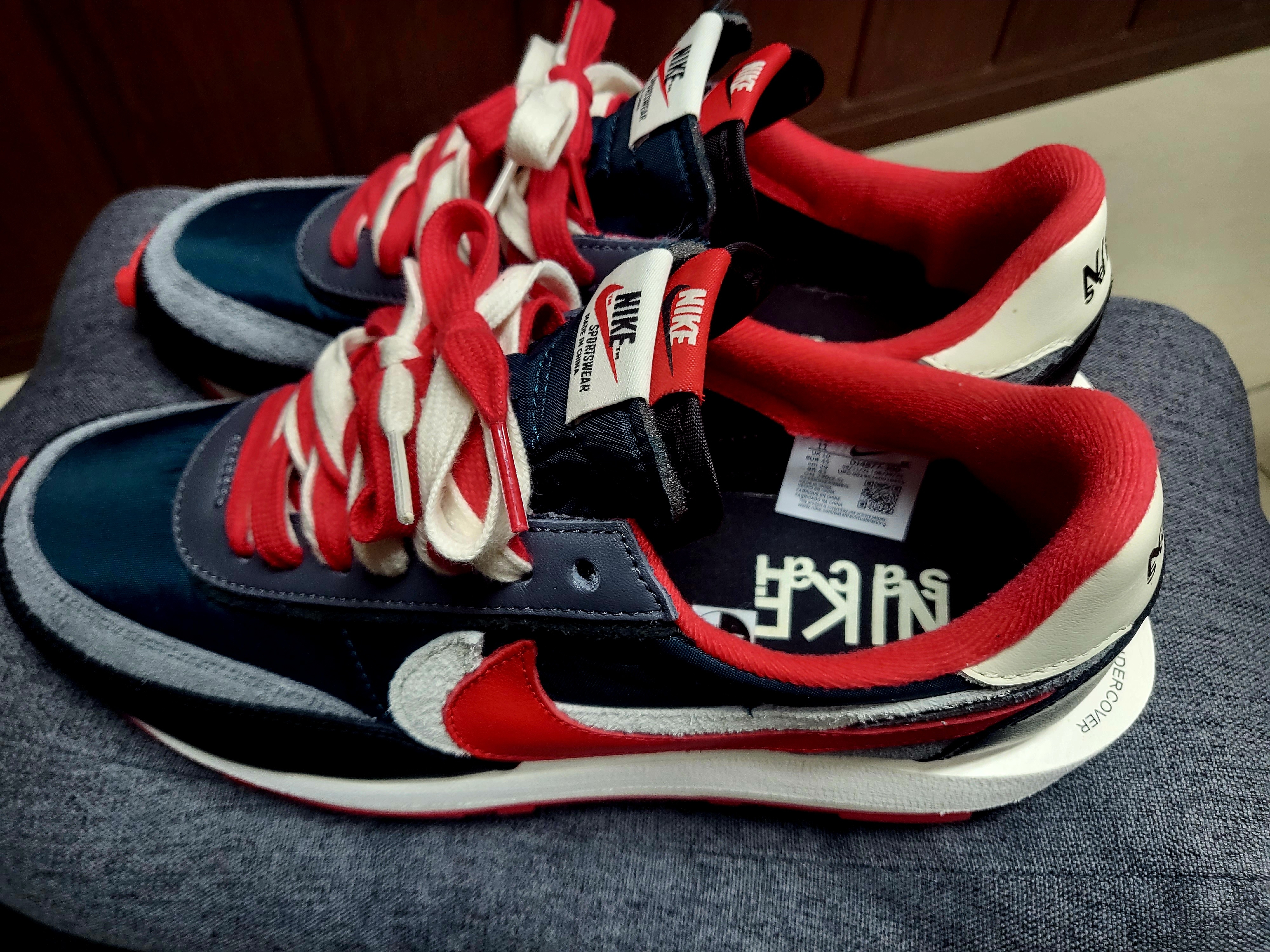 Nike x Sacai x Undercover LDWaffle Midnight Spruce University Red 착용 스타일