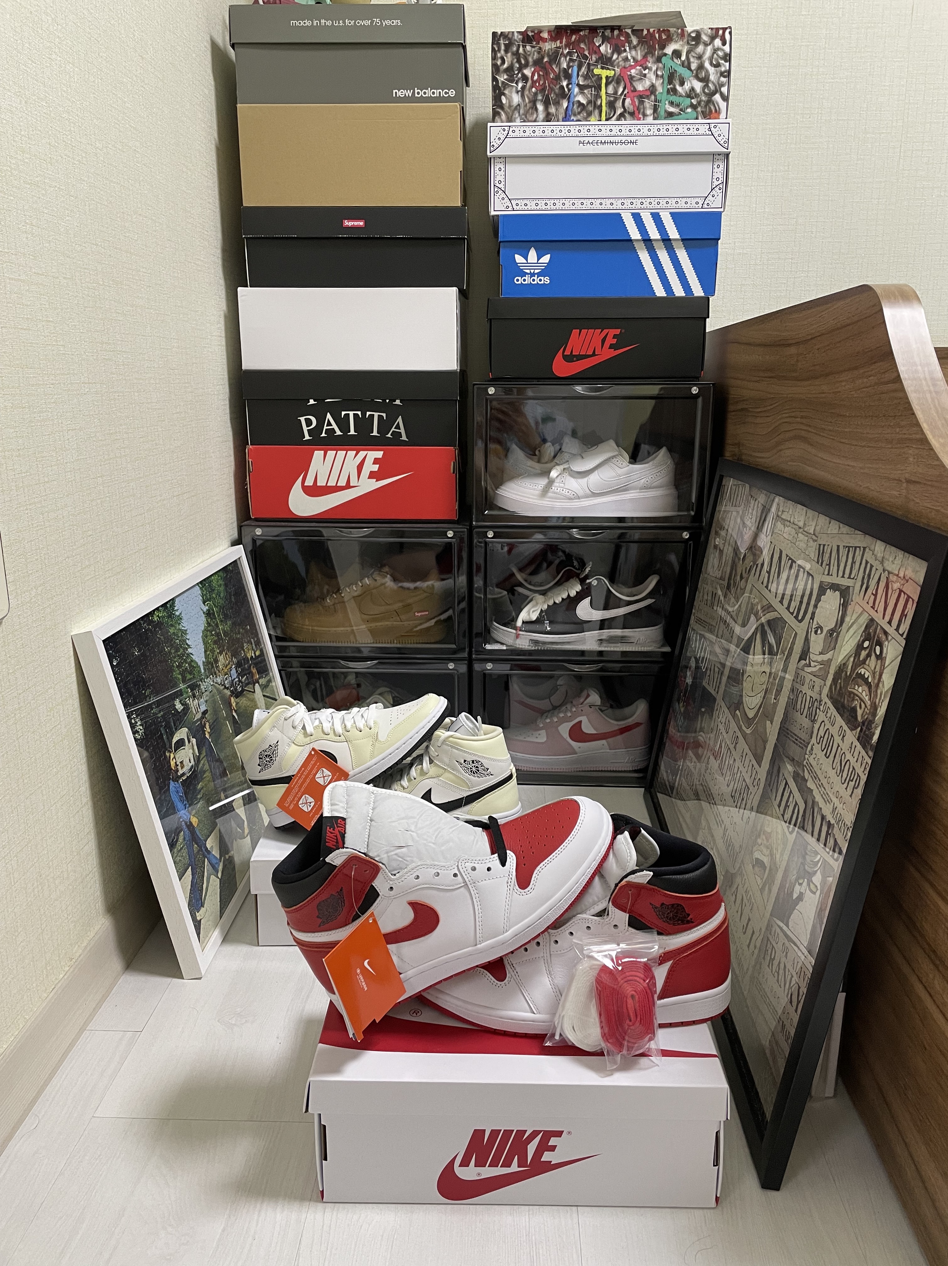 Nike x Peaceminusone Kwondo1 White, Nike Air Force 1 '07 QS Valentine's Day 착용 스타일